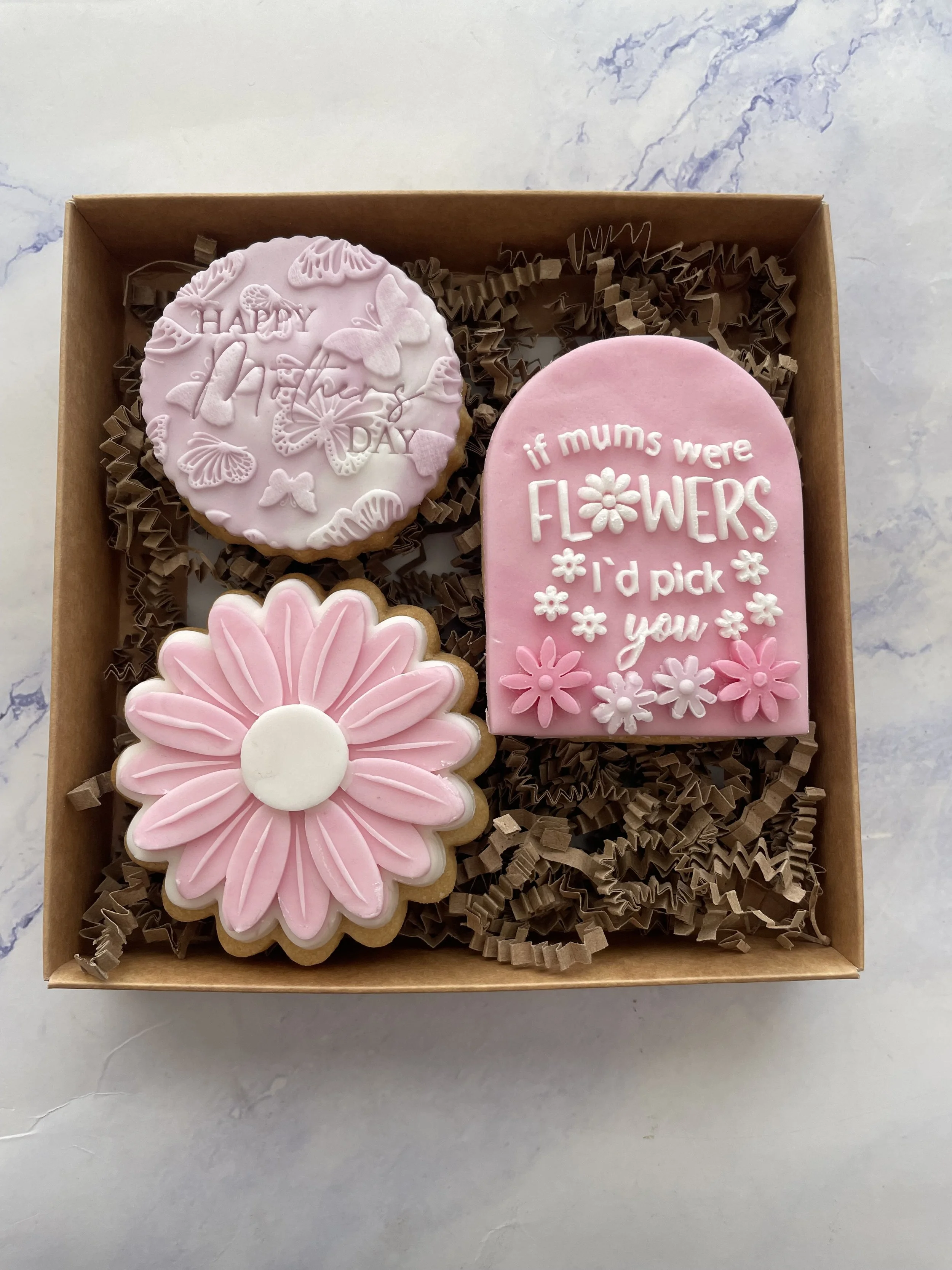 Mother's Day Shortbread Box of 3 (Flowers Design) - £9
