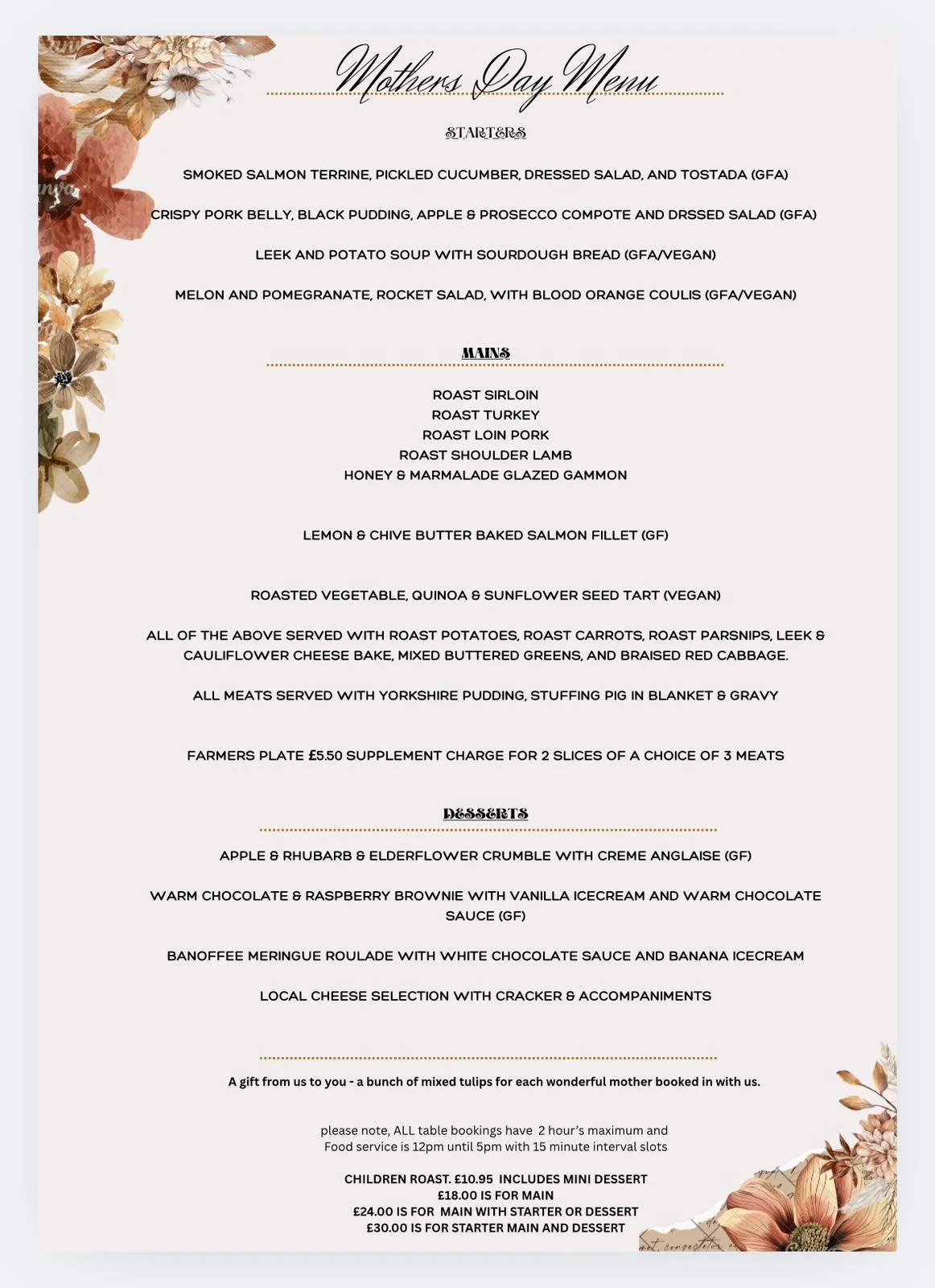 Mothers Day Roast Dinner