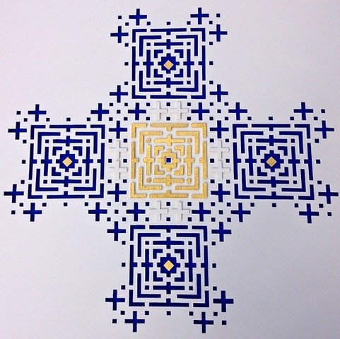 Alan-Craxford-Untitled-white-handmade-paper-Cobalt-Blue-mount-board-Gold-leaf.jpeg
