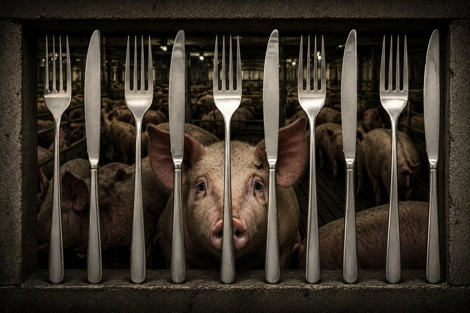 "Behind Bars"
For billions of animals, confinement is not a punishment—it is life. A visual reflection on a reality that often goes unseen.
