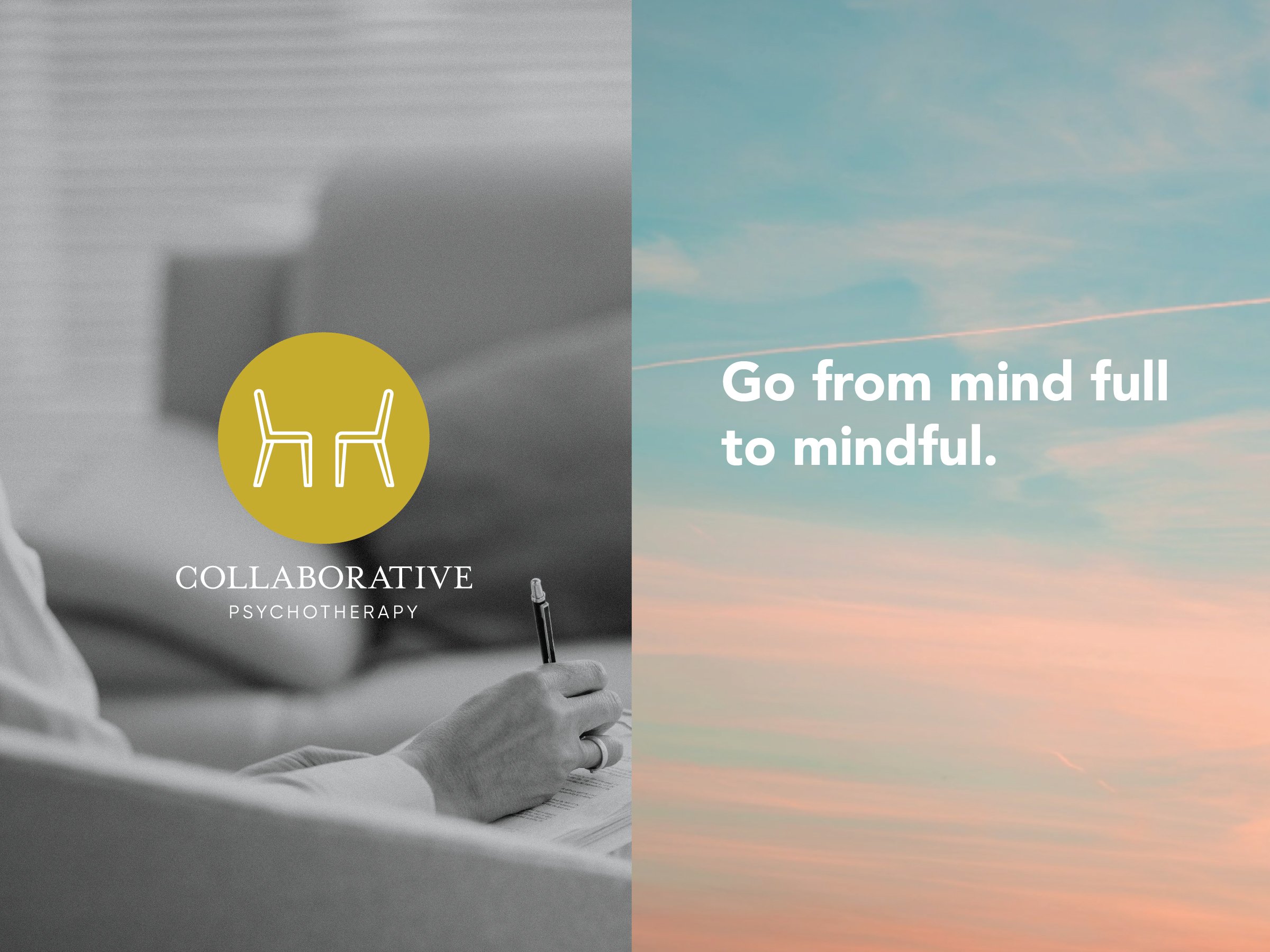 Branding for Collaborative Psychotherapy, a counseling practice based in Fort Worth, Texas. Project also included general collateral, ad design and website.