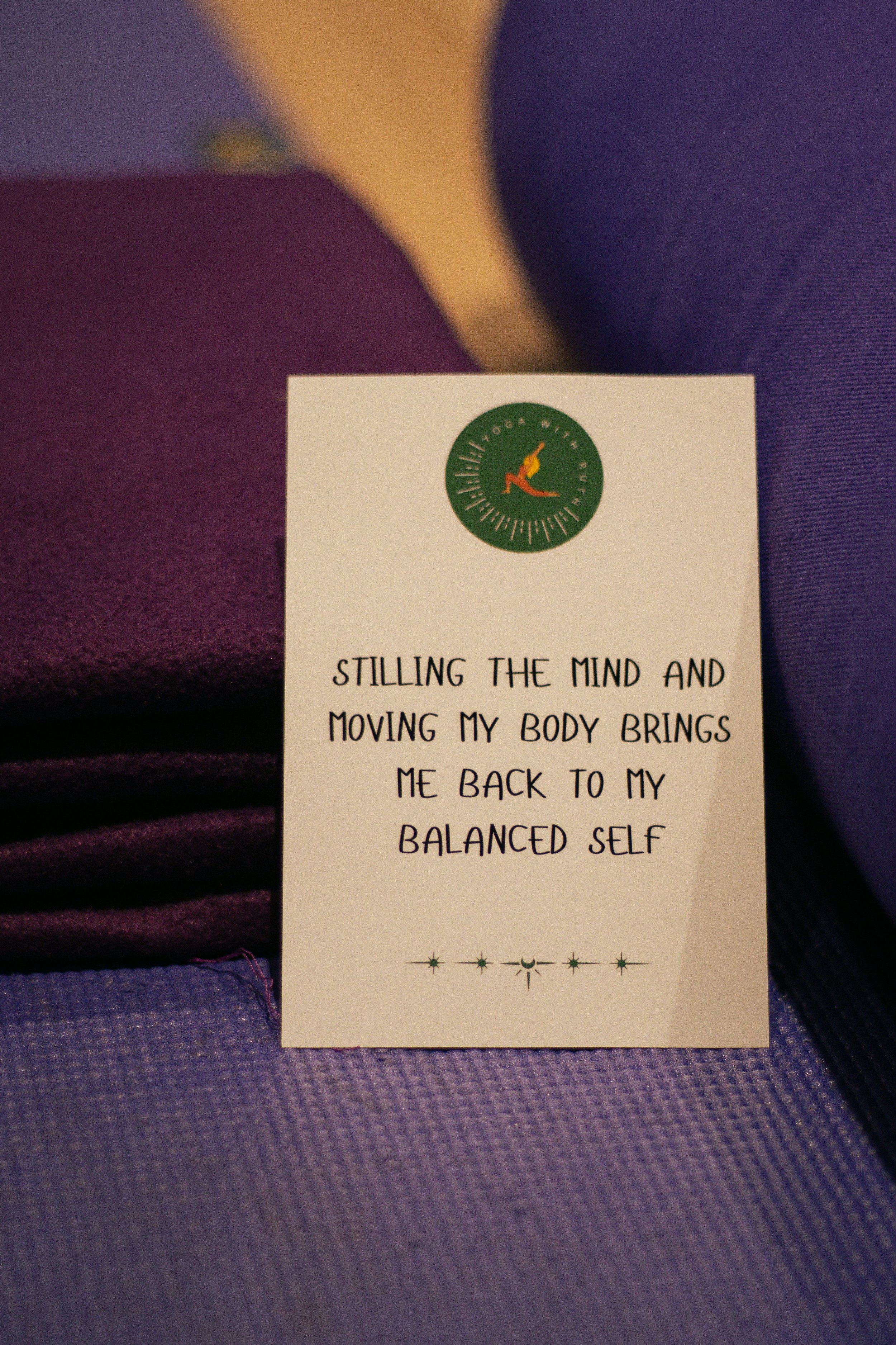 Mindfulness quote displayed on a chair, gentle reminder for slow intentional living