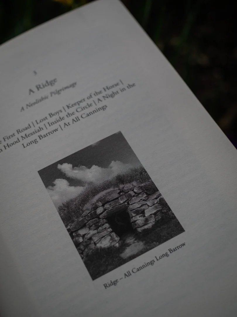 Chapter opening in On This Holy Island by Oliver Smith featuring All Cannings Long Barrow on the Ridgeway