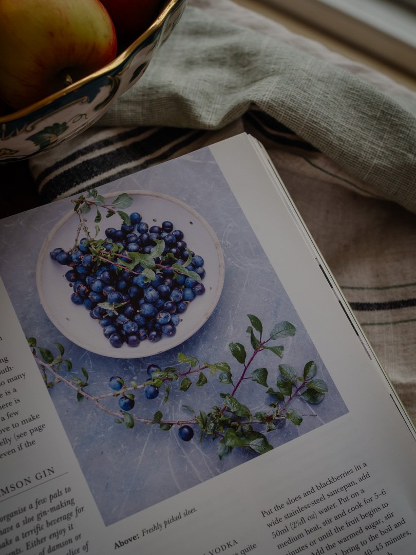 Cookbook featuring foraged damsons, reflecting seasonal and traditional cooking practices
