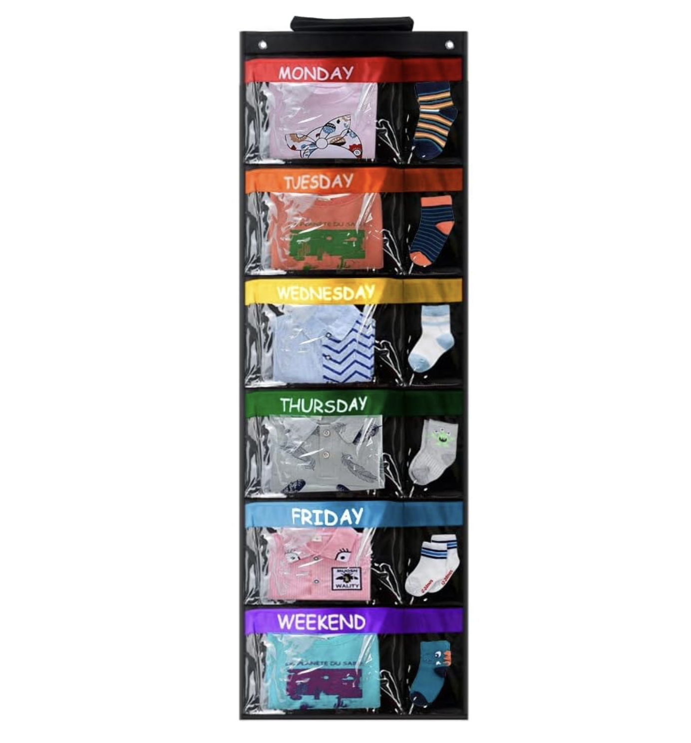 Rainbow Weekly Kids Clothes Organizer for Daily Activity