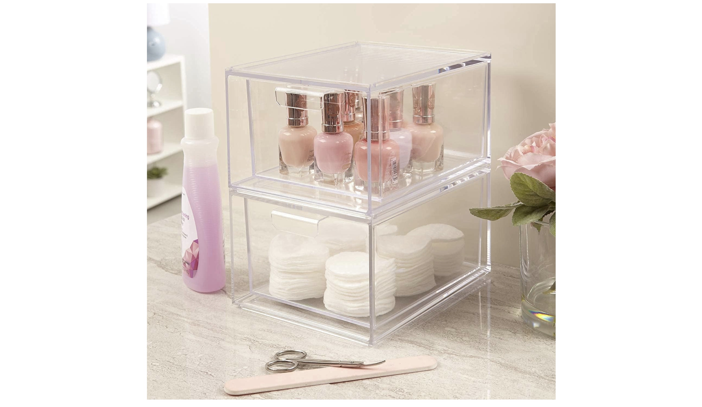 Stackable Clear Bin Plastic Organizer Drawers