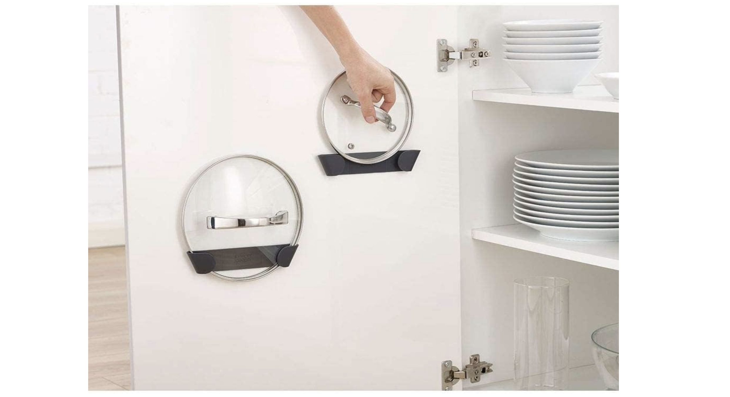 Set of 4 Pot and Pan Lid Holders Self Adhesive Wall Mount Storage Organizer