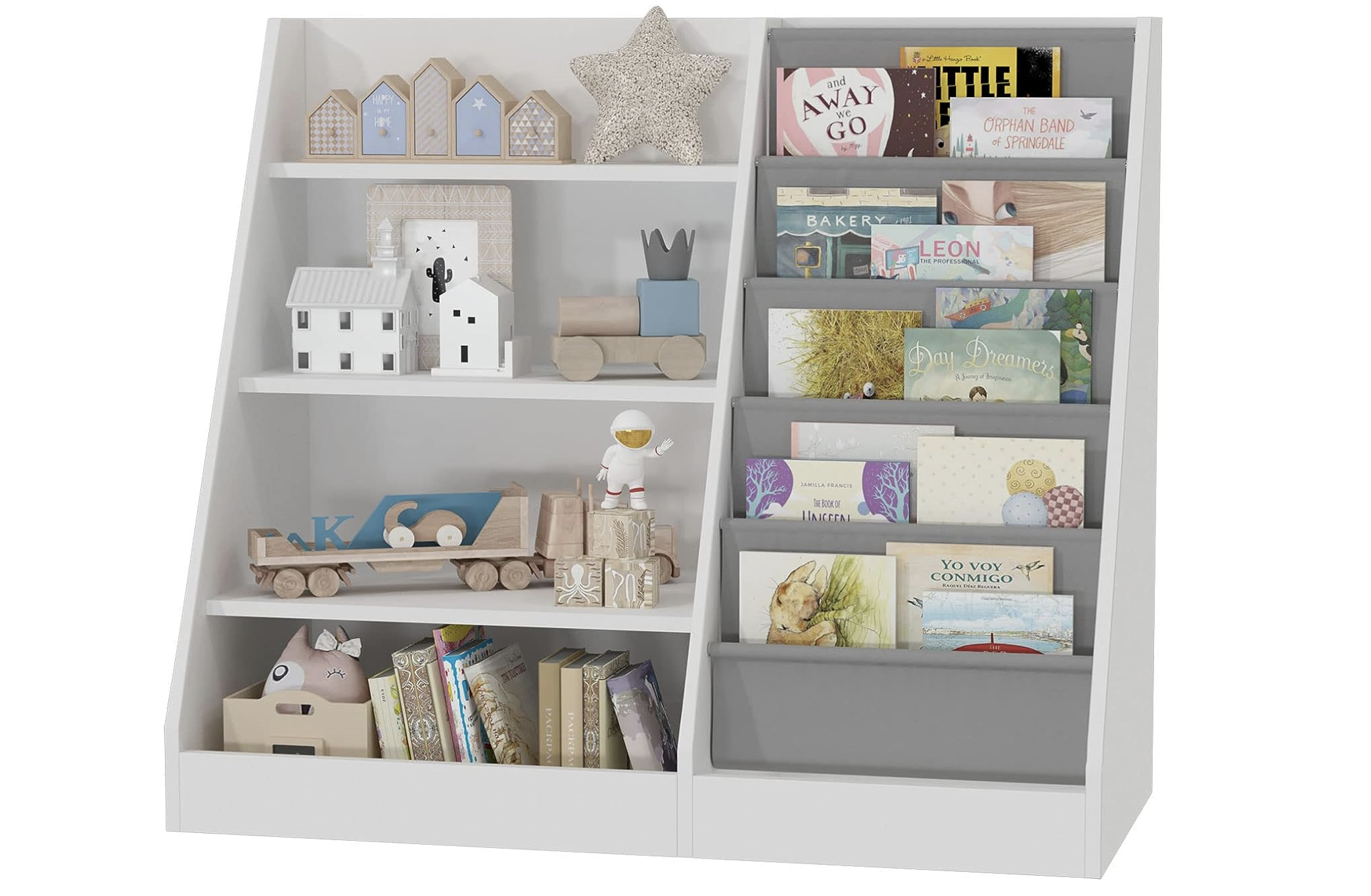 White 4 Tier Kids Wooden Bookshelf