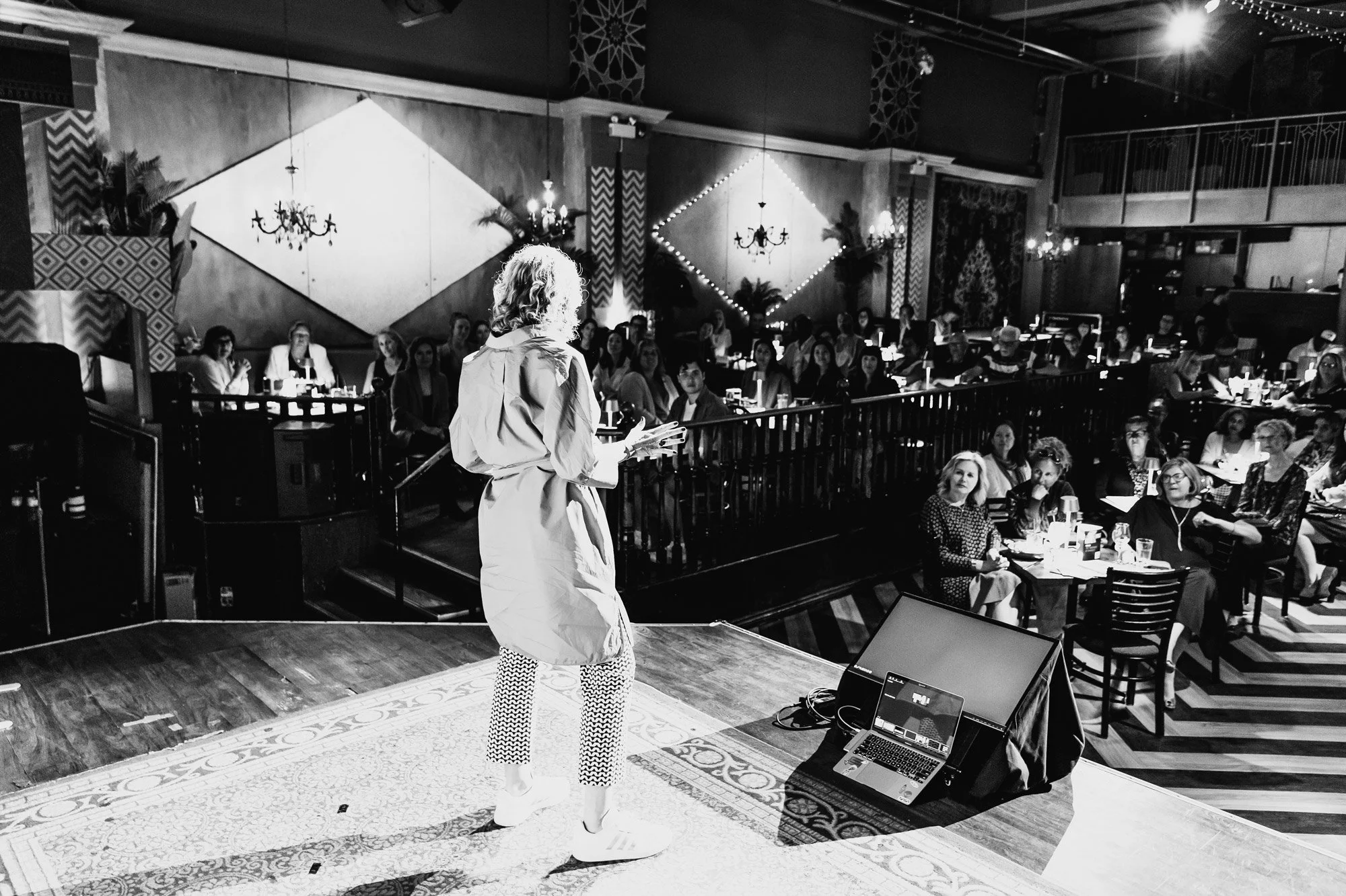 Laura Beauparlant delivering her keynote A Life Worth Dying in Toronto