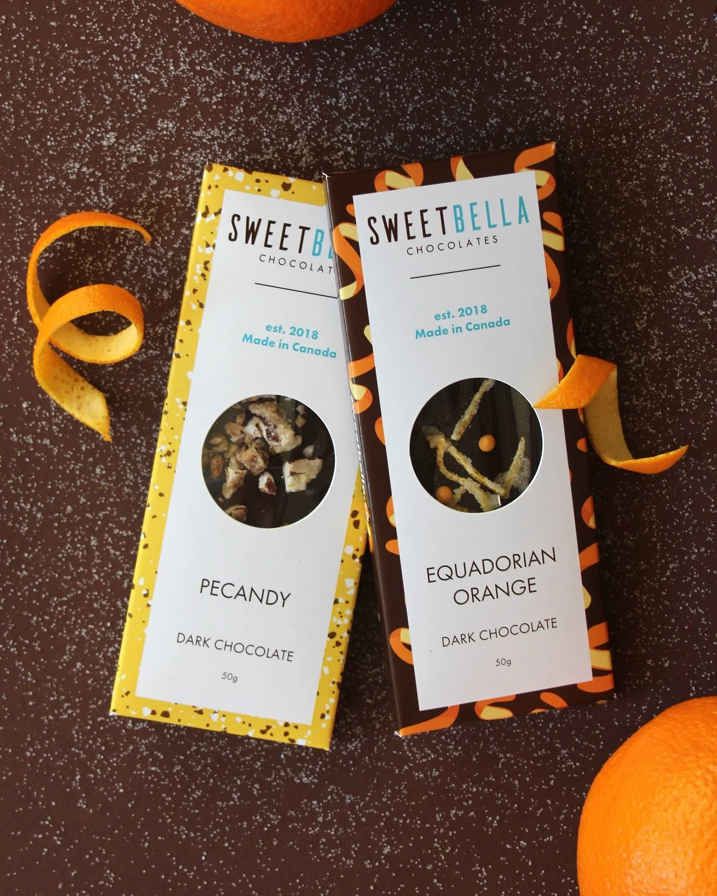 NEW FLAVOURS ✨🍊
By popular demand, we are releasing two SUPER DARK chocolate bars.
Pecandy (70%) is a perfect combination of rich chocolate and sweet pecan crunch.
Ecuadorian Orange (85%) uses a limited edition chocolate and sweet candied orange