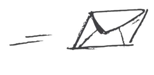 Drawing of an envelope with two lines indicating motion or speed.
