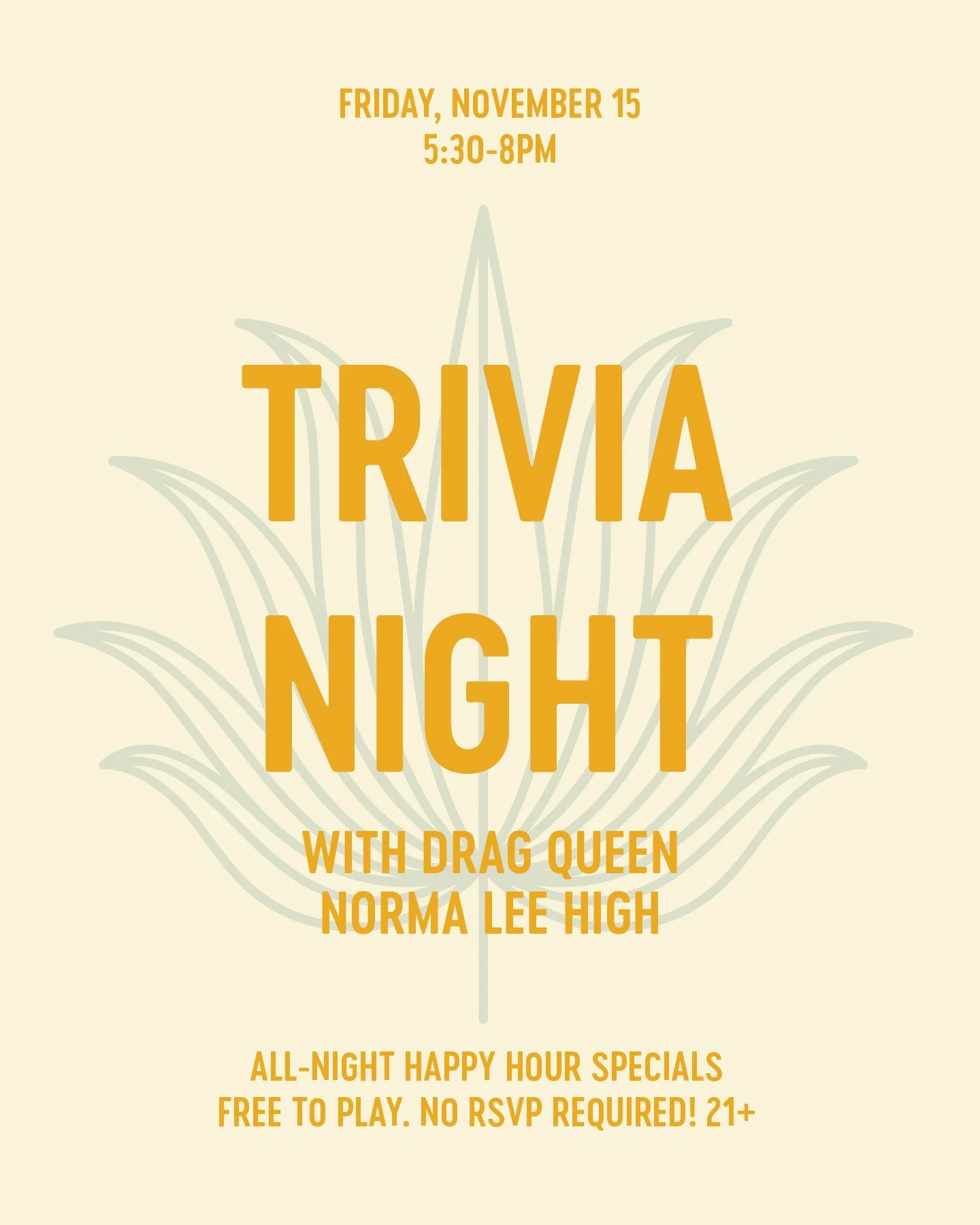 Trivia night happening tonight with @normaleehigh! All-night happy hour specials, served poolside. See you there.