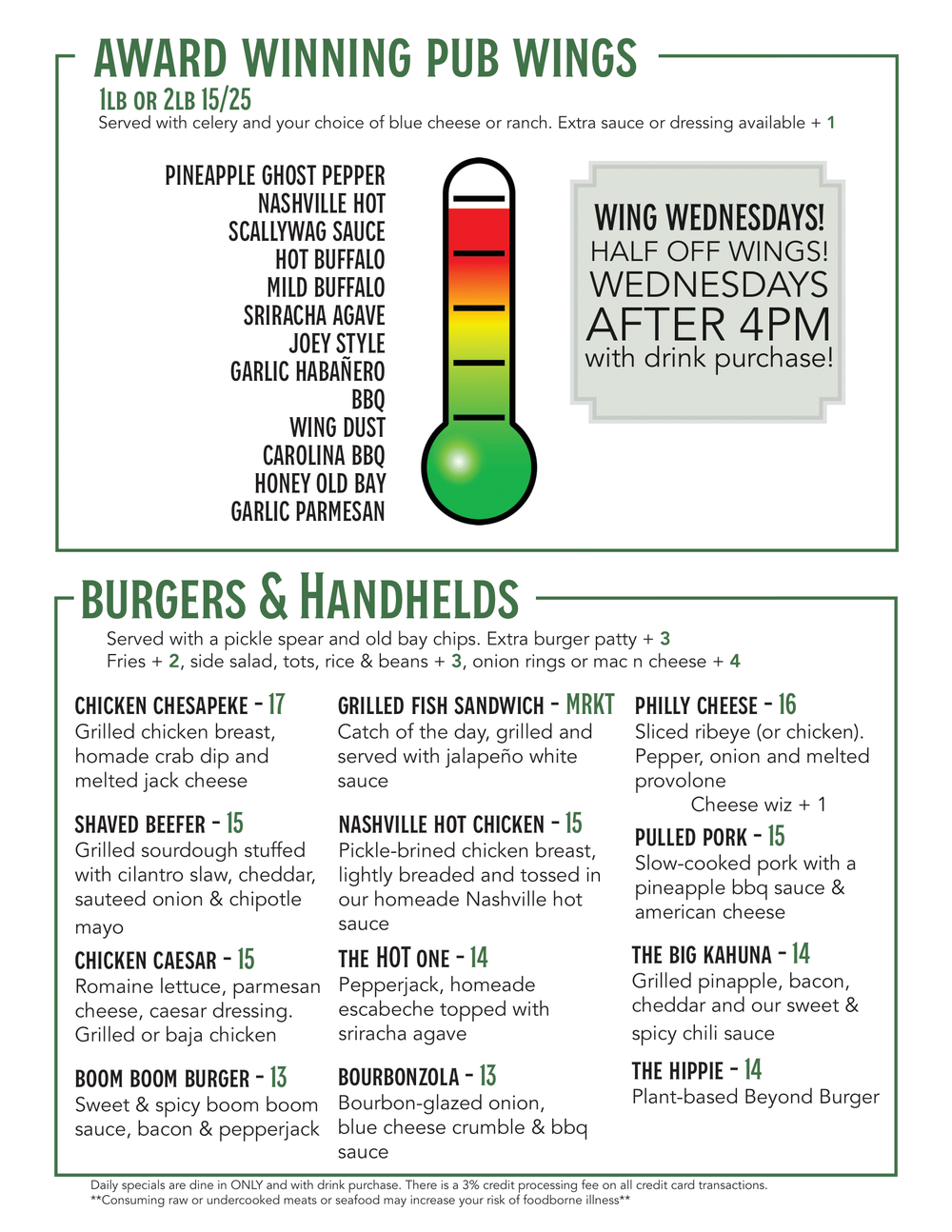 MENU — Pickles Pub's Sandbar