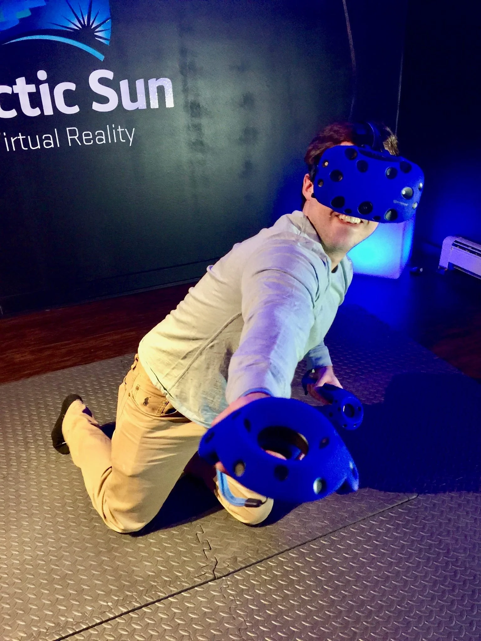 A guest plays VR at our first location in Ester, 2018