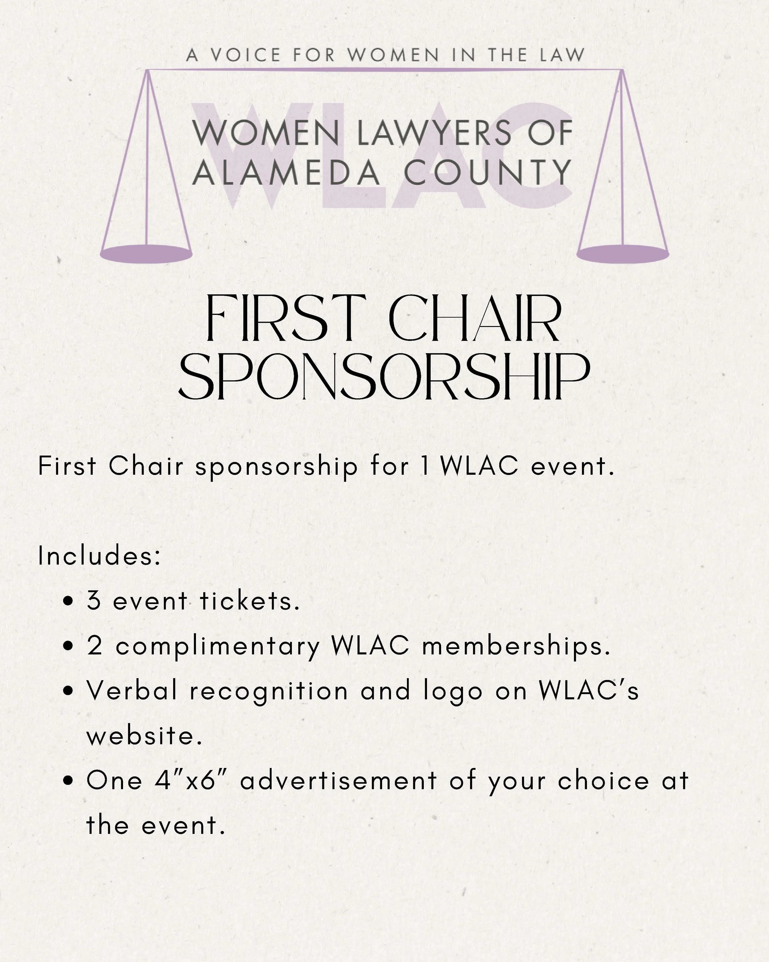 First Chair Sponsorship