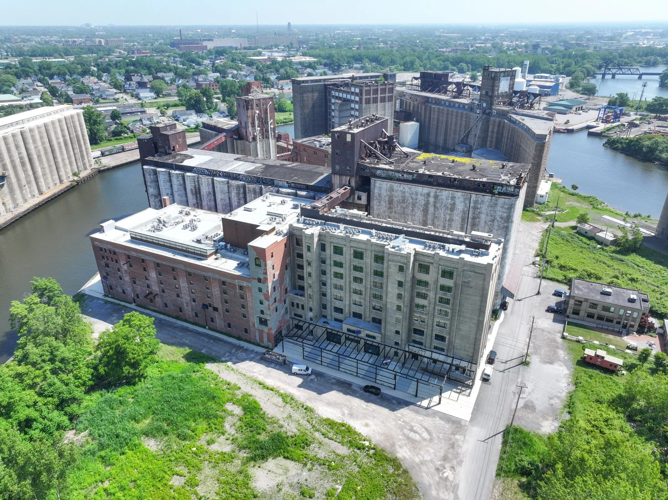 Overhead view of silo city phase 1 in buffalo, new york