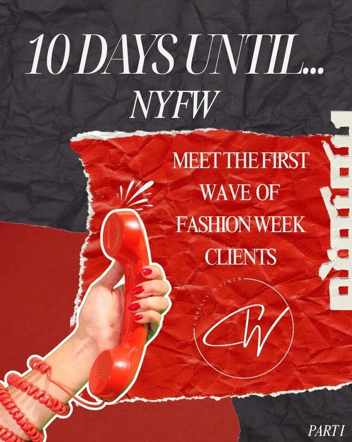 ✨ 10 Days Until NYFW ✨

We&rsquo;re counting down to the shows, and today we&rsquo;re unveiling the first wave of Chrissy Walker PR&rsquo;s clients for New York Fashion Week:
Alana O&rsquo;Herlihy, Bashel Lewis, Charlotte Reardon, Chris Grave, Edward