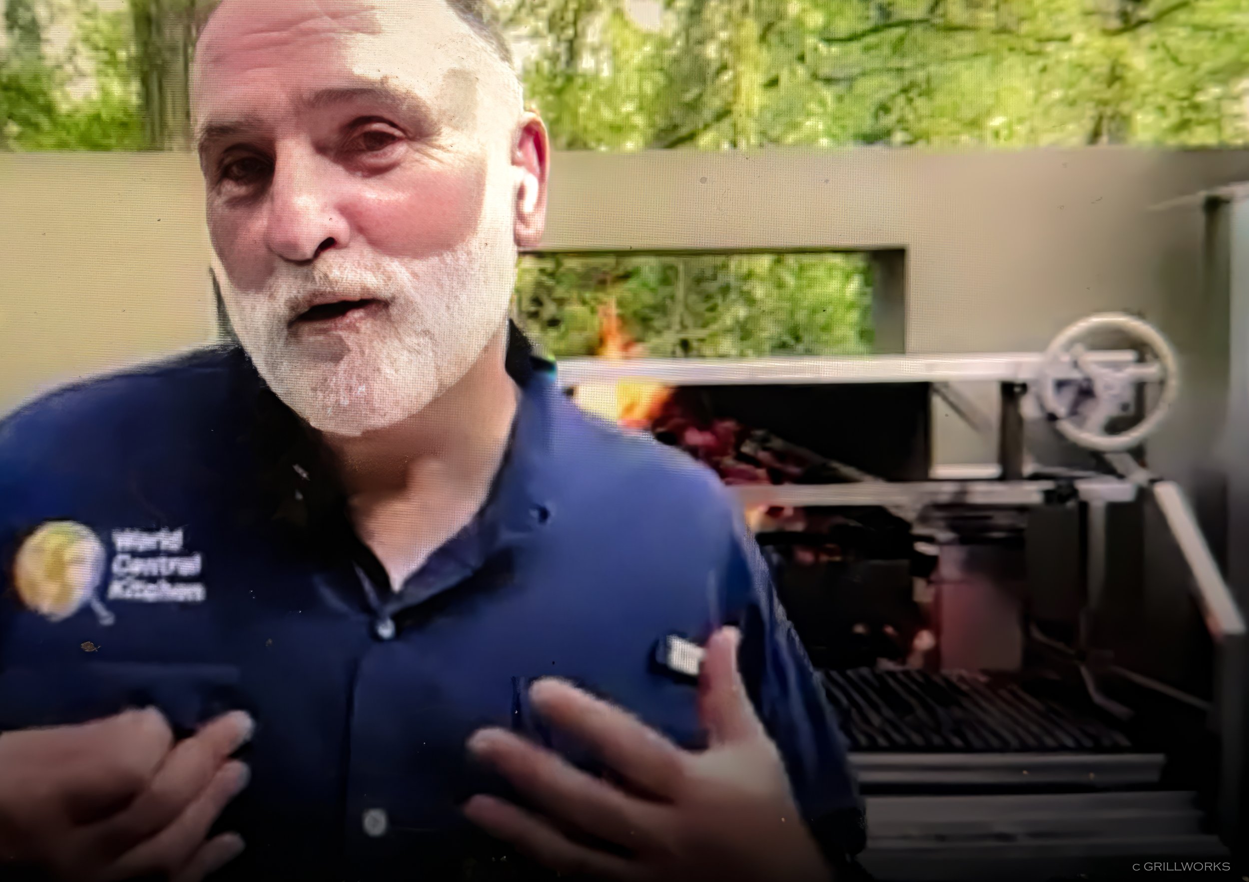 José Andrés in front of his Grillworks Infierno X66 Langelier at home