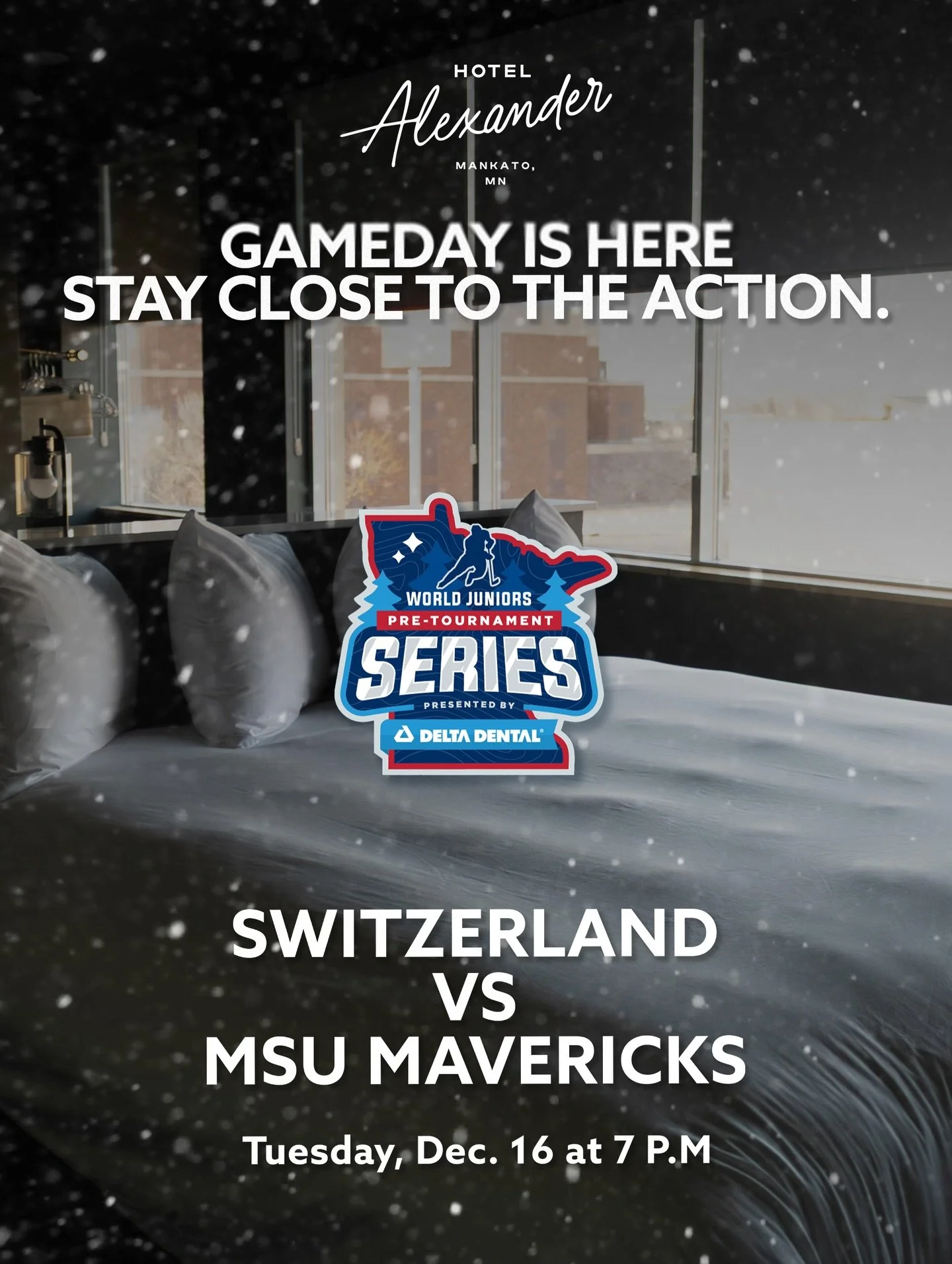 Gameday is here. 🏒 Still looking for a last-minute stay for tonight&rsquo;s World Juniors matchup? Stay just steps away from the action and rest easy after the final buzzer. #WorldJuniors #WorldJuniorsHockey #GameDay #HockeyNight #MSUMavericks Minne