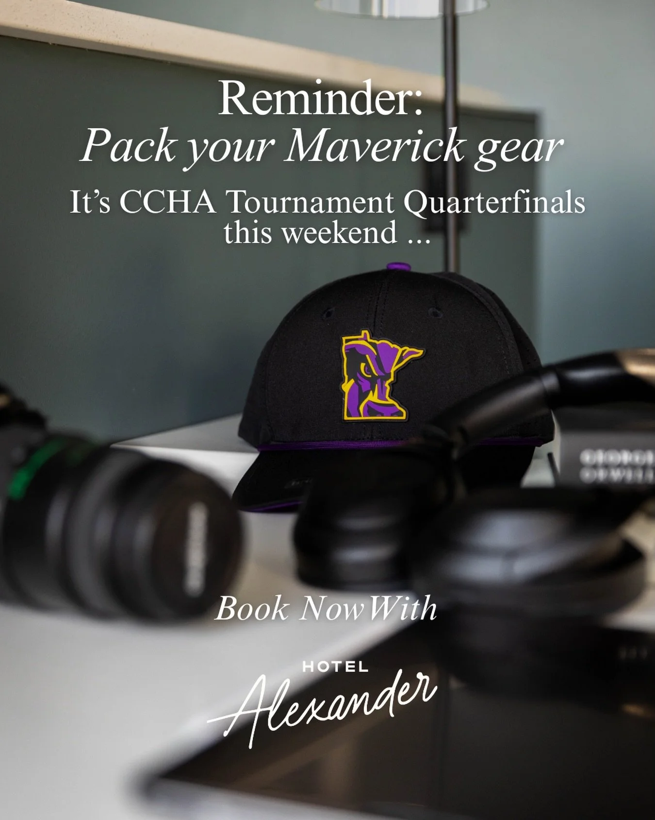🏒 Don&rsquo;t forget your Maverick gear! The CCHA Tournament Quarterfinals are this weekend, and there&rsquo;s no better place to stay while you cheer on the @minnstmhockey Friday &amp; Saturday, just steps away from the action. Catch the games, the