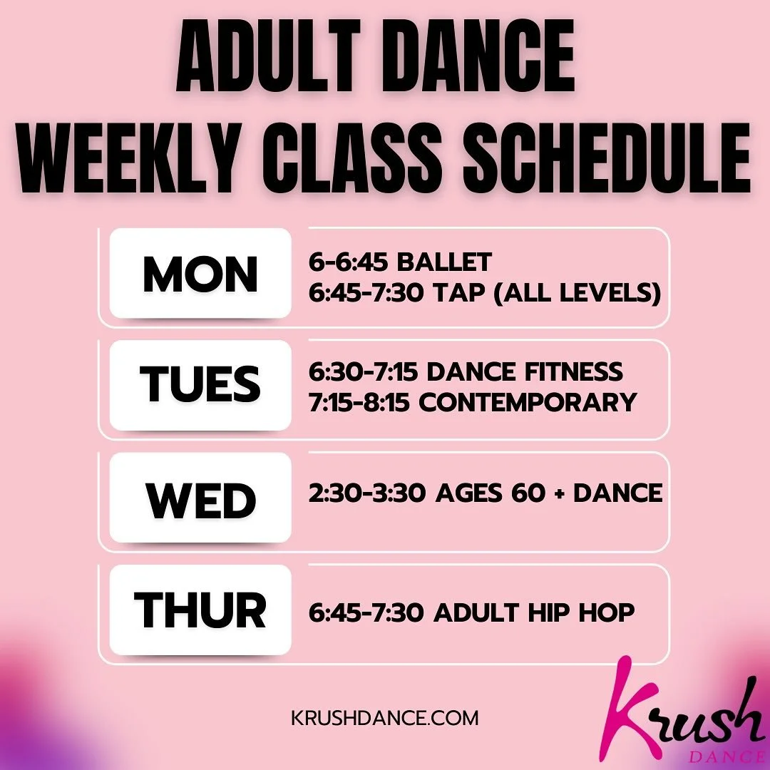 Try these classes for FREE this week! Krush Dance Studio.