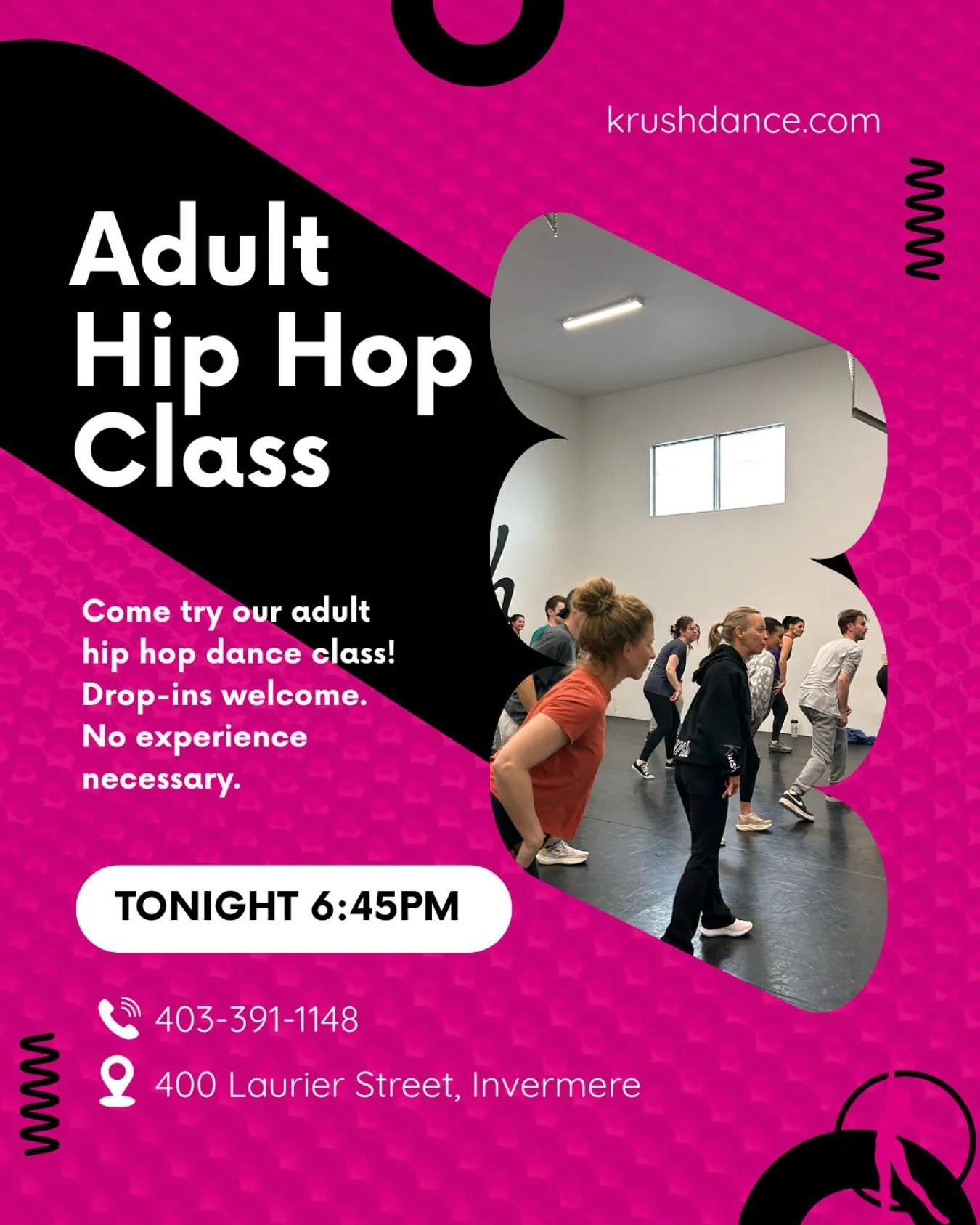 🔥 Tonight&rsquo;s the night! 🔥
Adult Hip-Hop at 6:45 PM &mdash; totally beginner-friendly, no experience needed. 🙌
💃 Drop in, dance it out, and vibe with us&hellip; FREE all week! 🎶✨