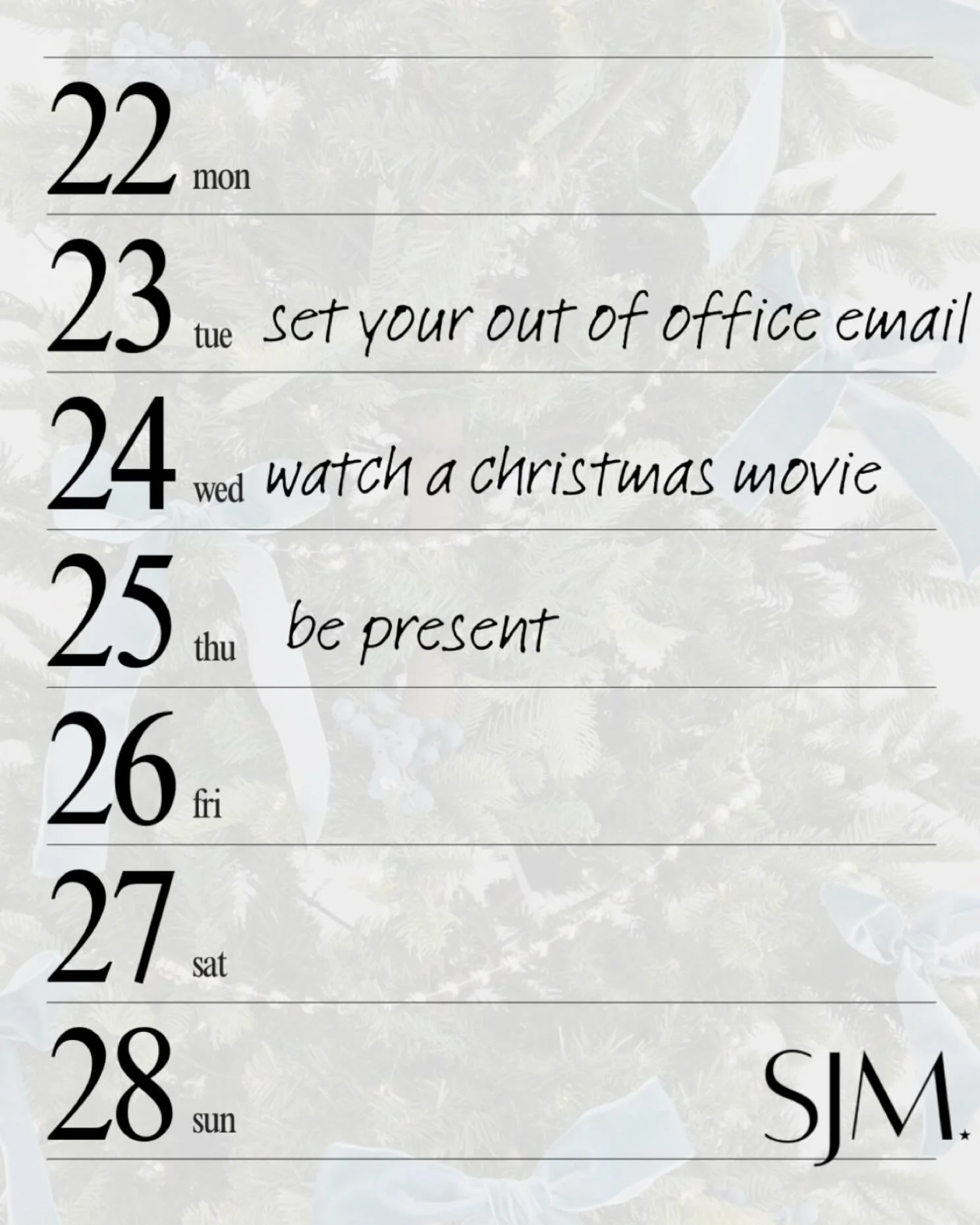 This week is your reminder to slow down, breathe deep, and soak in the moments that matter most. 🤍

Unwind a little, put the to-do list on pause, and be fully present with your family as Christmas approaches. The magic isn&rsquo;t in doing more, it&