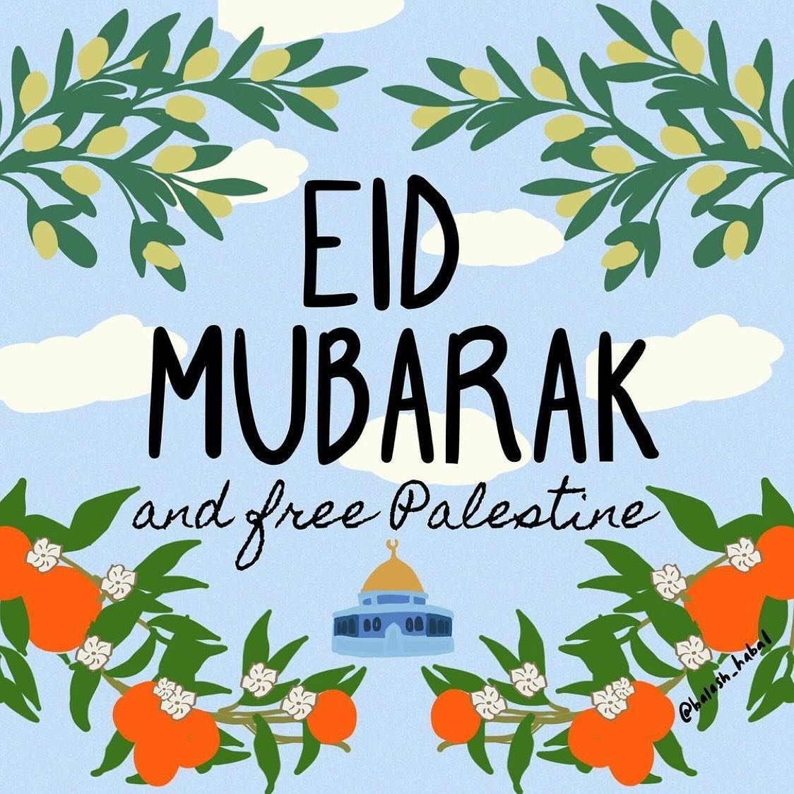 Eid Mubarak to our Muslim brothers and sisters. And Free Palestine 🇵🇸 

Beautiful artwork. Reposting @balash_habal: 

I prayed salat el eid this morning with a heavy heart. It&rsquo;s hard to feel the joy I typically feel on eid morning knowing tha