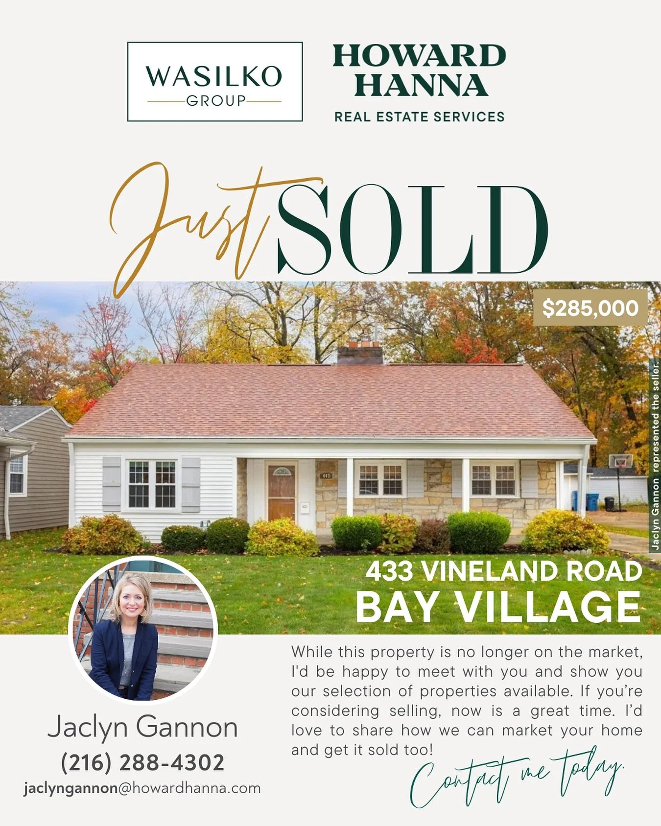 Just Sold in Bay Village!

Congratulations to our seller on the successful closing of 433 Vineland Road. Represented by Jaclyn Gannon, this sale received expert preparation and marketing from start to finish.

#clevelandrealestate #clevelandrealtor #