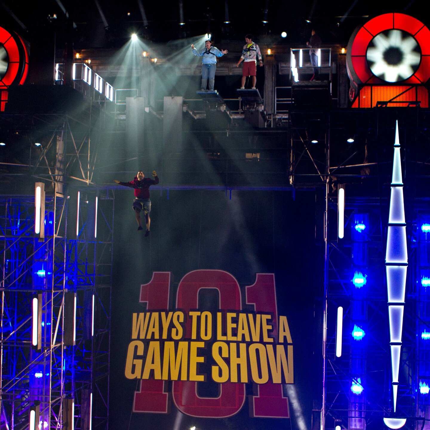 The finale tower for 101 Ways To Leave a Gameshow was 120' tall. 

...Quite the drop.
