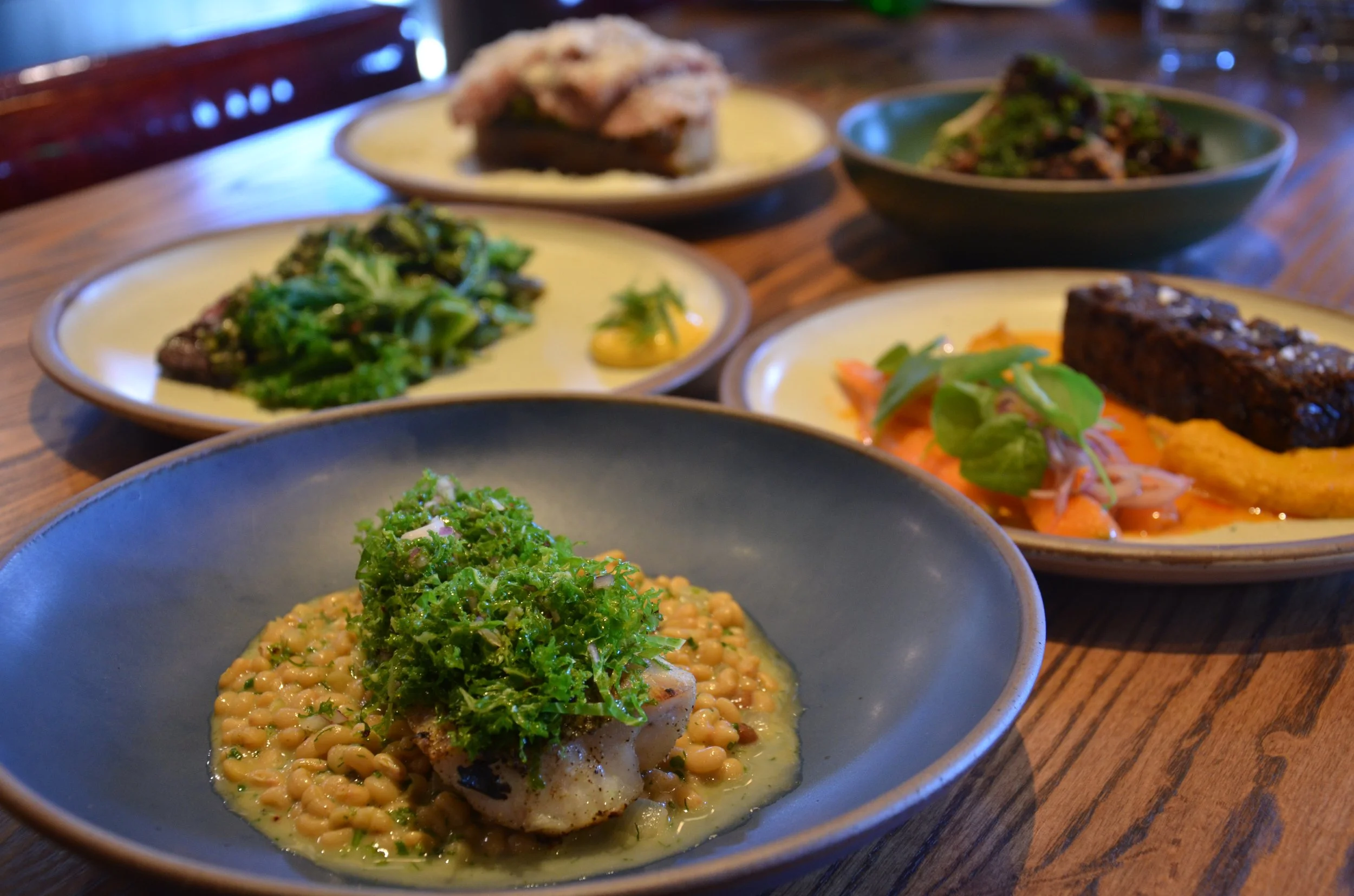multiple different plated foods
