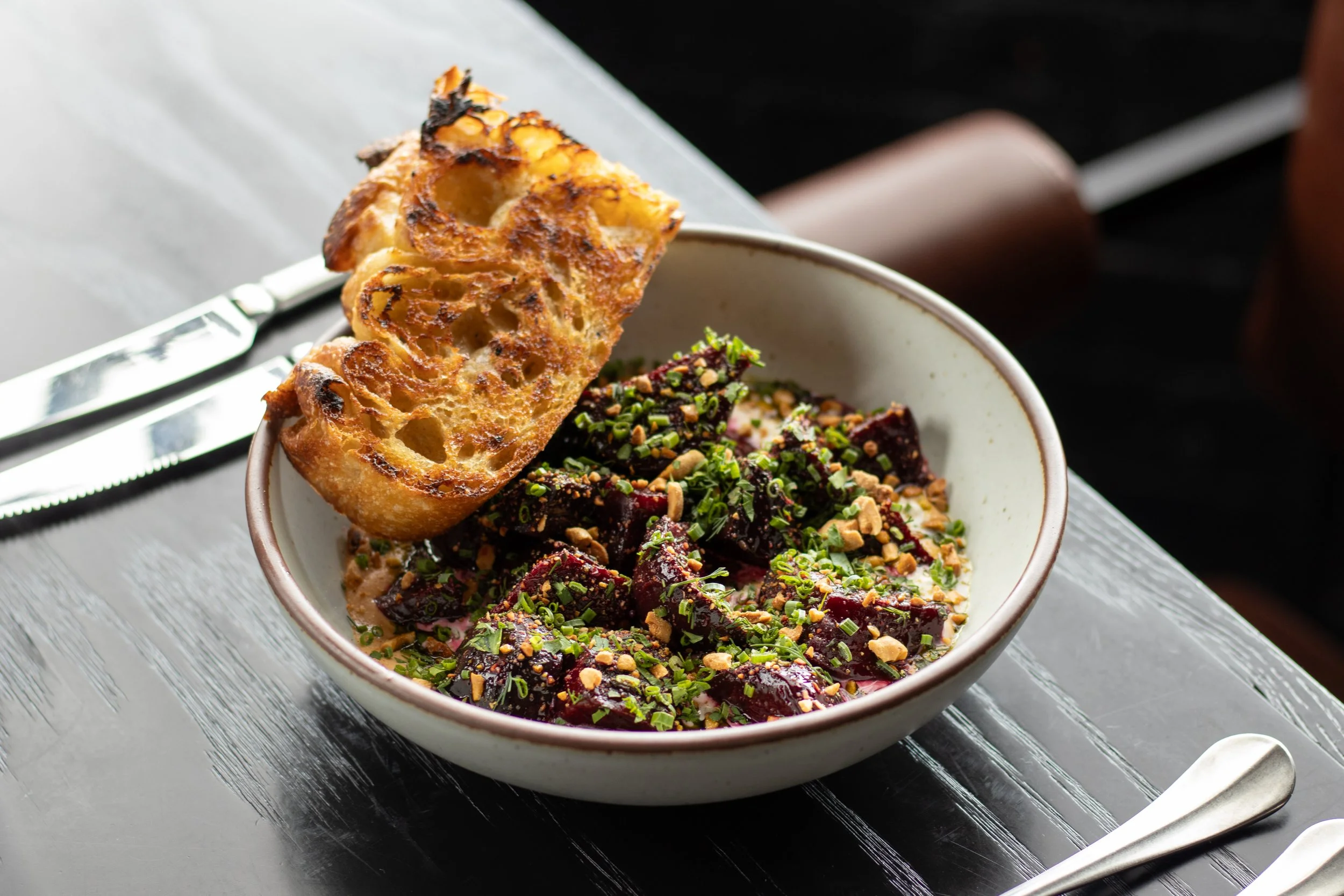 roasted beets and bread