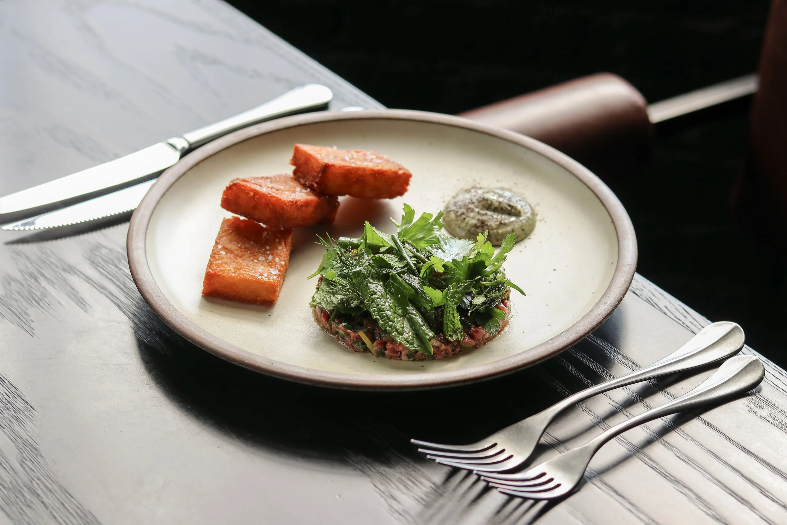 tartar plated on a table