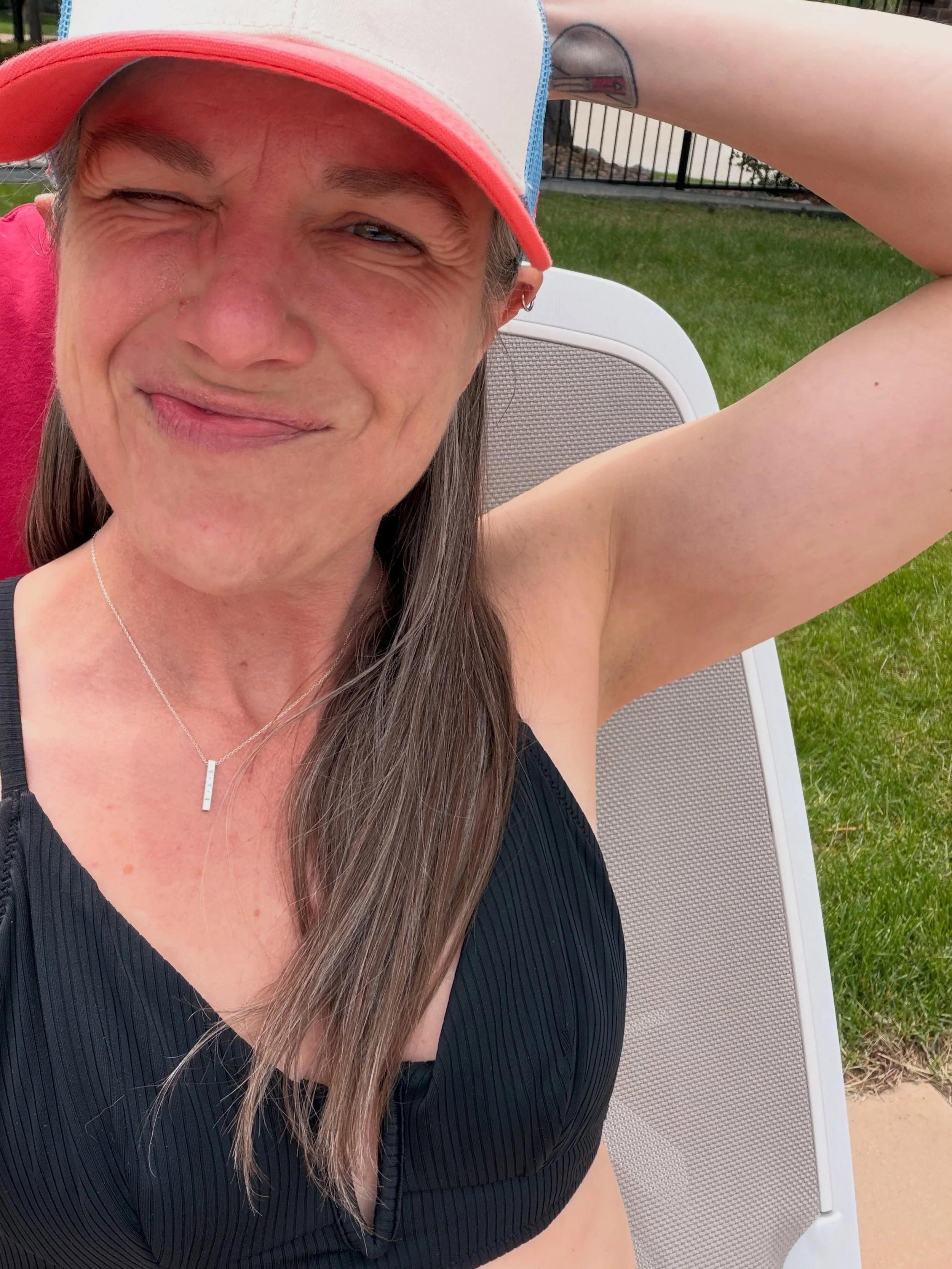 Is it too &ldquo;Old Lady&rdquo; to go sit by the pool by myself in the middle of a Wednesday and lock in?

I asked the HS senior. And she gave me the PERFECT answer!!

➡️ No, Mom. That&rsquo;s what old ladies do!
And PS - Who CARES what anyone else 