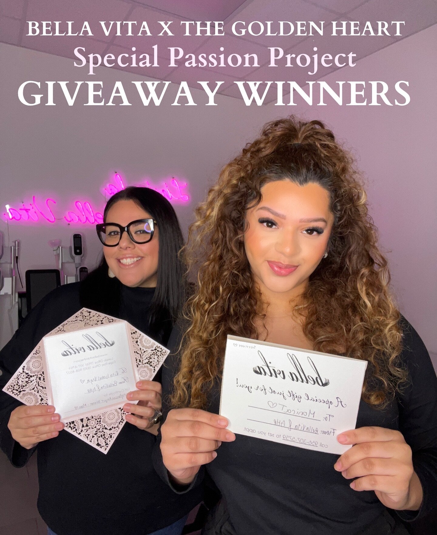 Congratulations to our TWO amazing winners for our collaboration with @goldenheartproject.laredotx 💌🩷 

Survivor Winner - Monica T Villabos 
Mother of Survivor Winner- Rita Isabel Vega 

We are so so excited, thankful and thrilled to give back to o