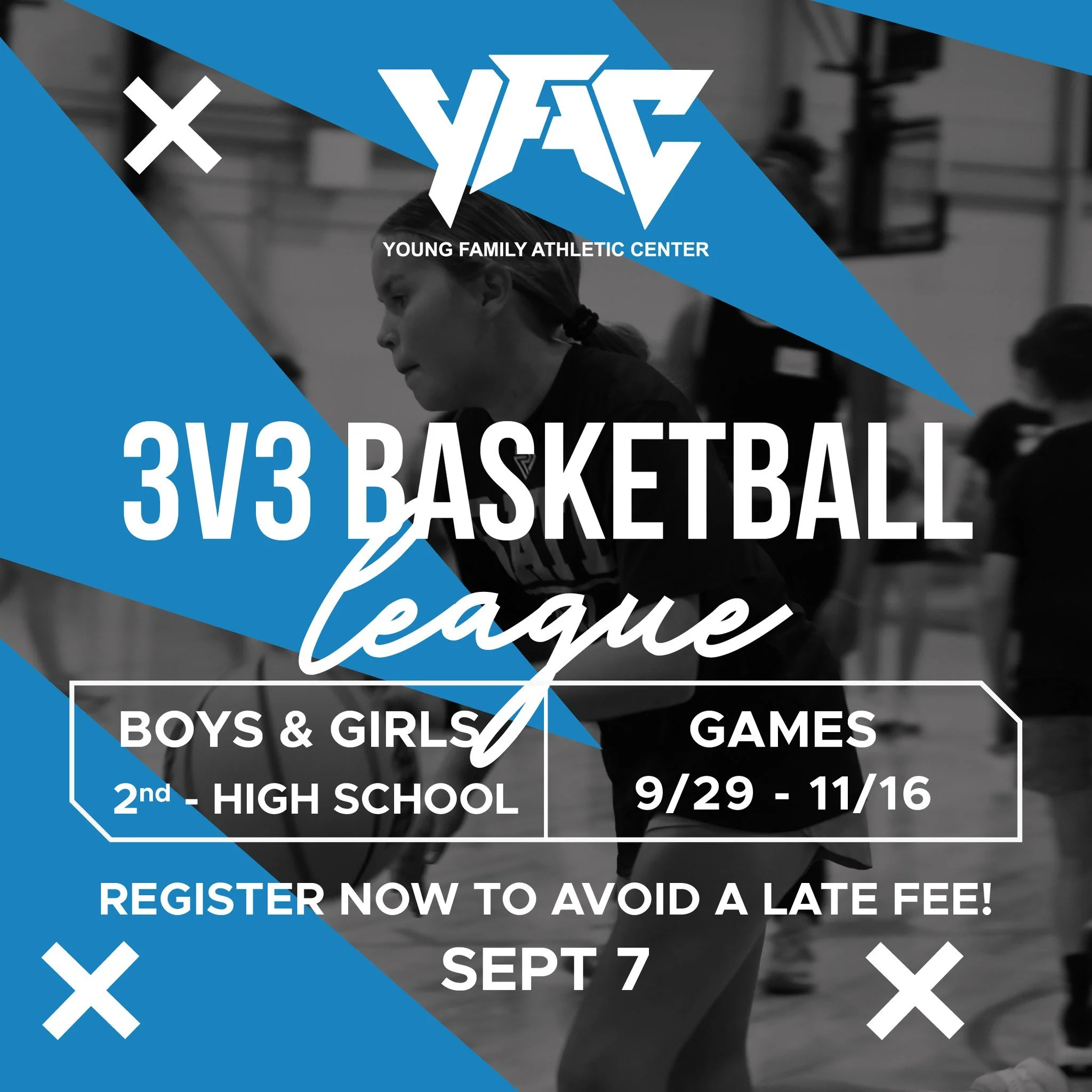🚨📢 Early registration ends September 7th! 📢🚨 Don't miss out on our Fall 2025 Youth 3v3 League! 🏀
🗓️ 9/29 - 11/6
⏰ 5:30-9:00 PM, Mondays and Wednesdays
📍YFAC
Open to 2nd graders through high school, boys and girls. Don't miss this chance to