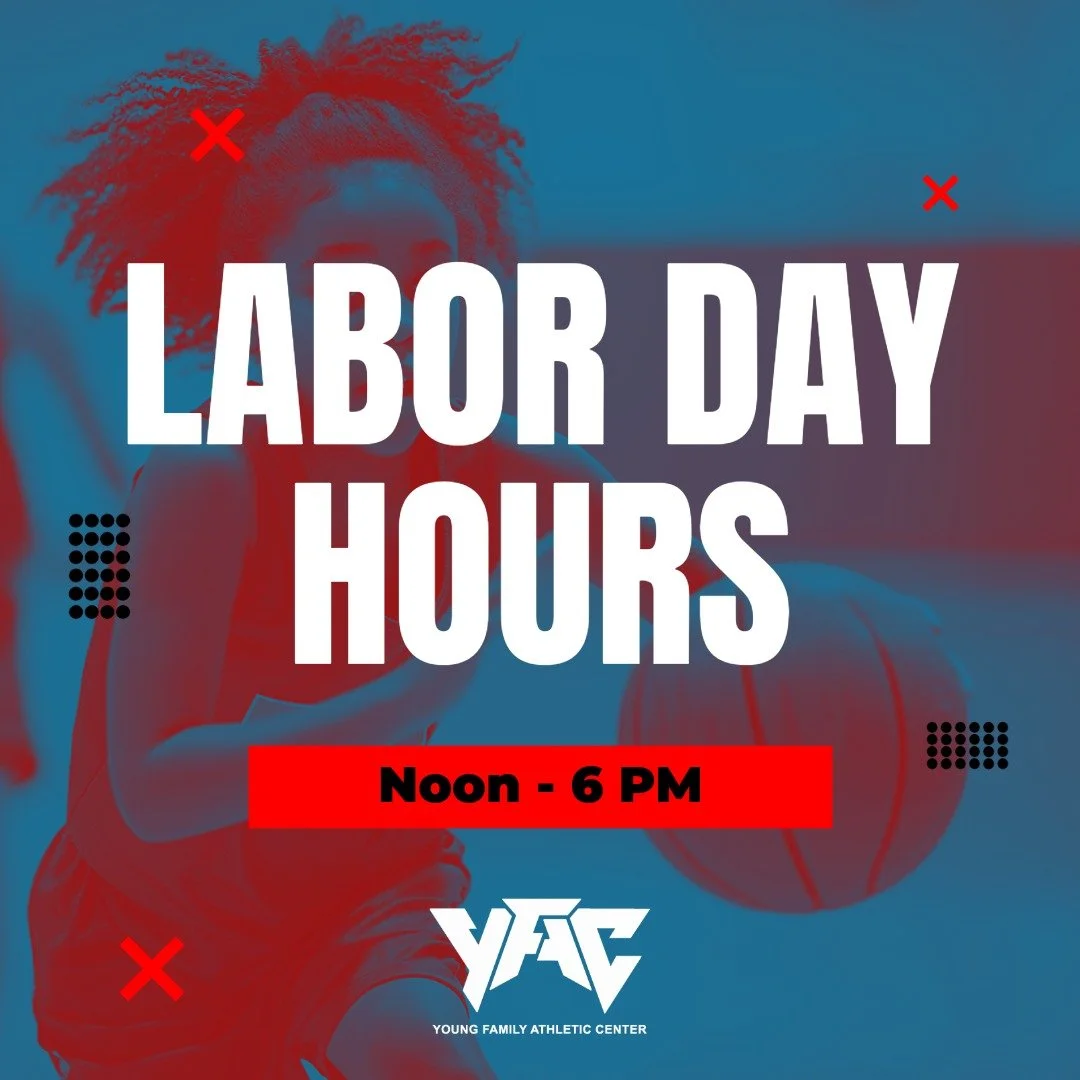 The YFAC will be open from noon to 6 PM this Labor Day! See you on the court! 🏀 🏊