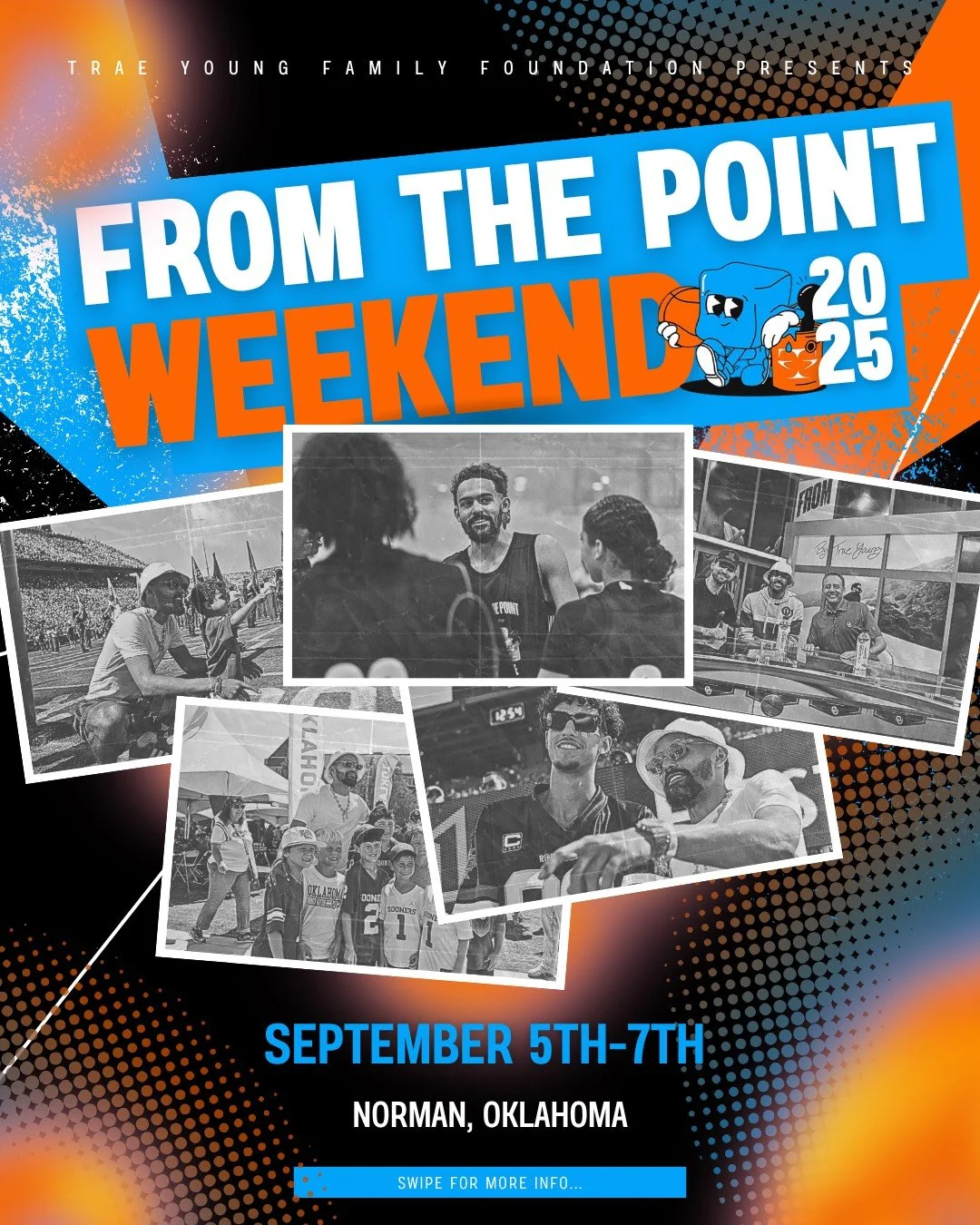 🏀 Join former Norman North Standout and current NBA All-Star Trae Young for our From the Point Weekend Basketball Clinic! 😎
⛹🏻‍♀️ Spend the weekend learning from Trae Young and his friends at the Young Family Athletic Center. For more informa