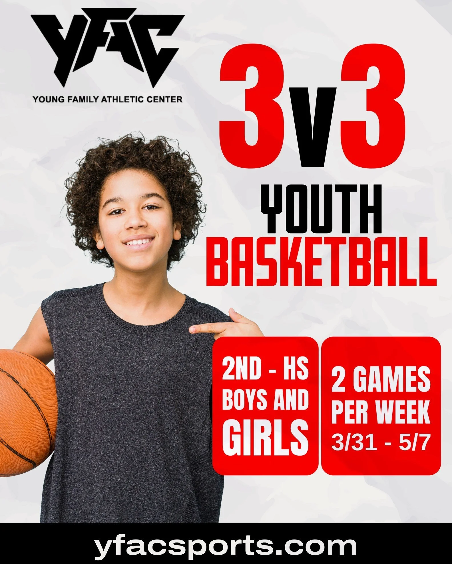 🏀 Join us for our Spring 2026 3v3 Youth Basketball League! 3v3 provides a great chance for players to develop and showcase their skills in a half-court format where each possession (and each player!) matters.

🏆 Registration is open until March 15.