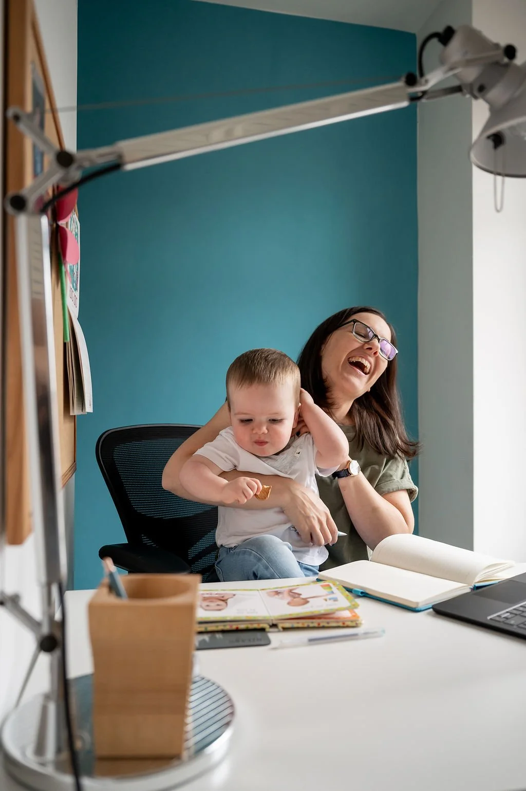 Mum and baby laughing