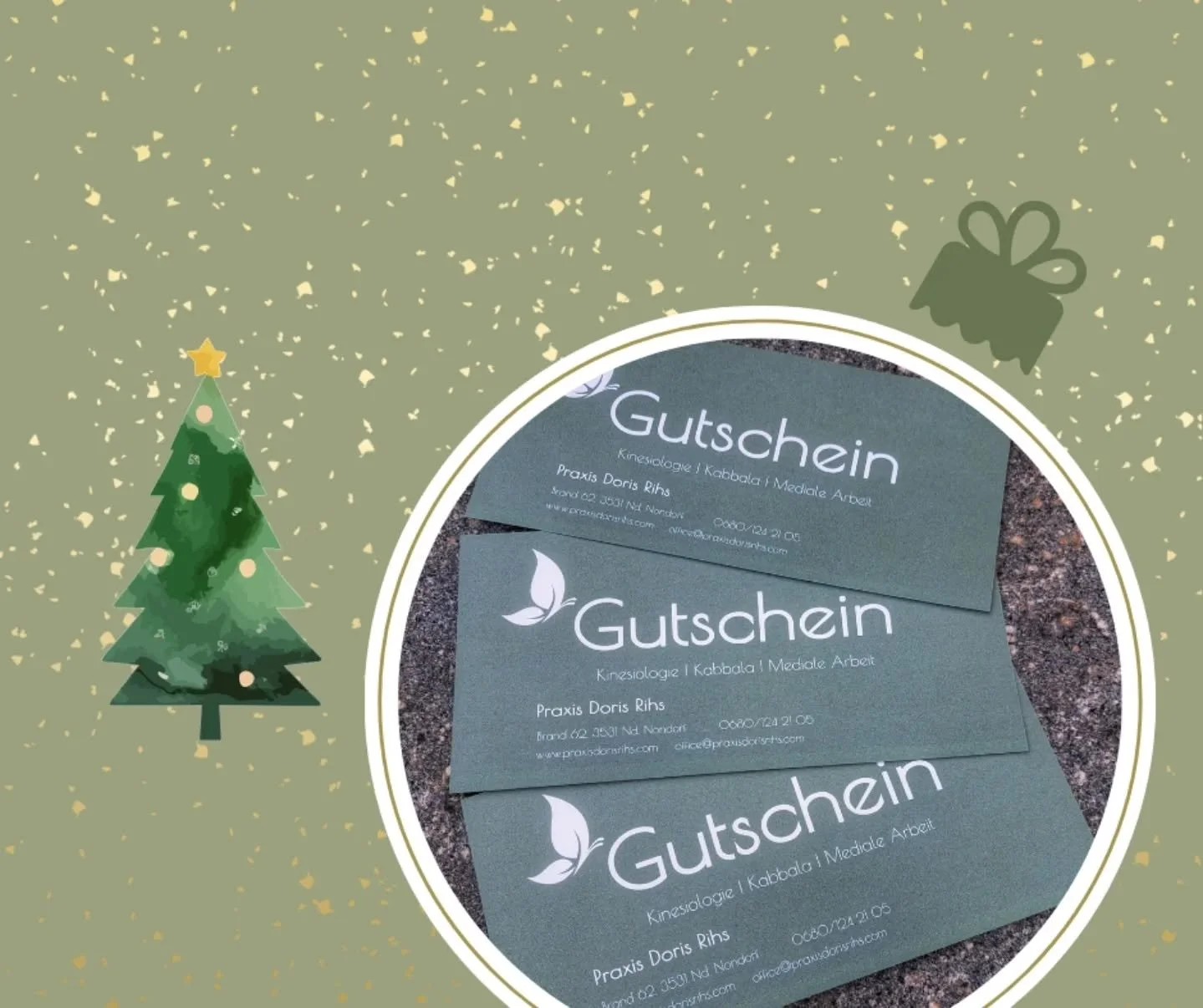 Weihnachten naht... 🎄✨️🎁

Solltest du noch ein Geschenk suchen - f&uuml;r Familie, Verwandte, Freunde,... f&uuml;r dich selbst. 

Melde dich gerne bei mir. 
0680 1242105 
office@praxisdorisrihs.com 
www.praxisdorisrihs.com 

#weihnachten #weihnacht