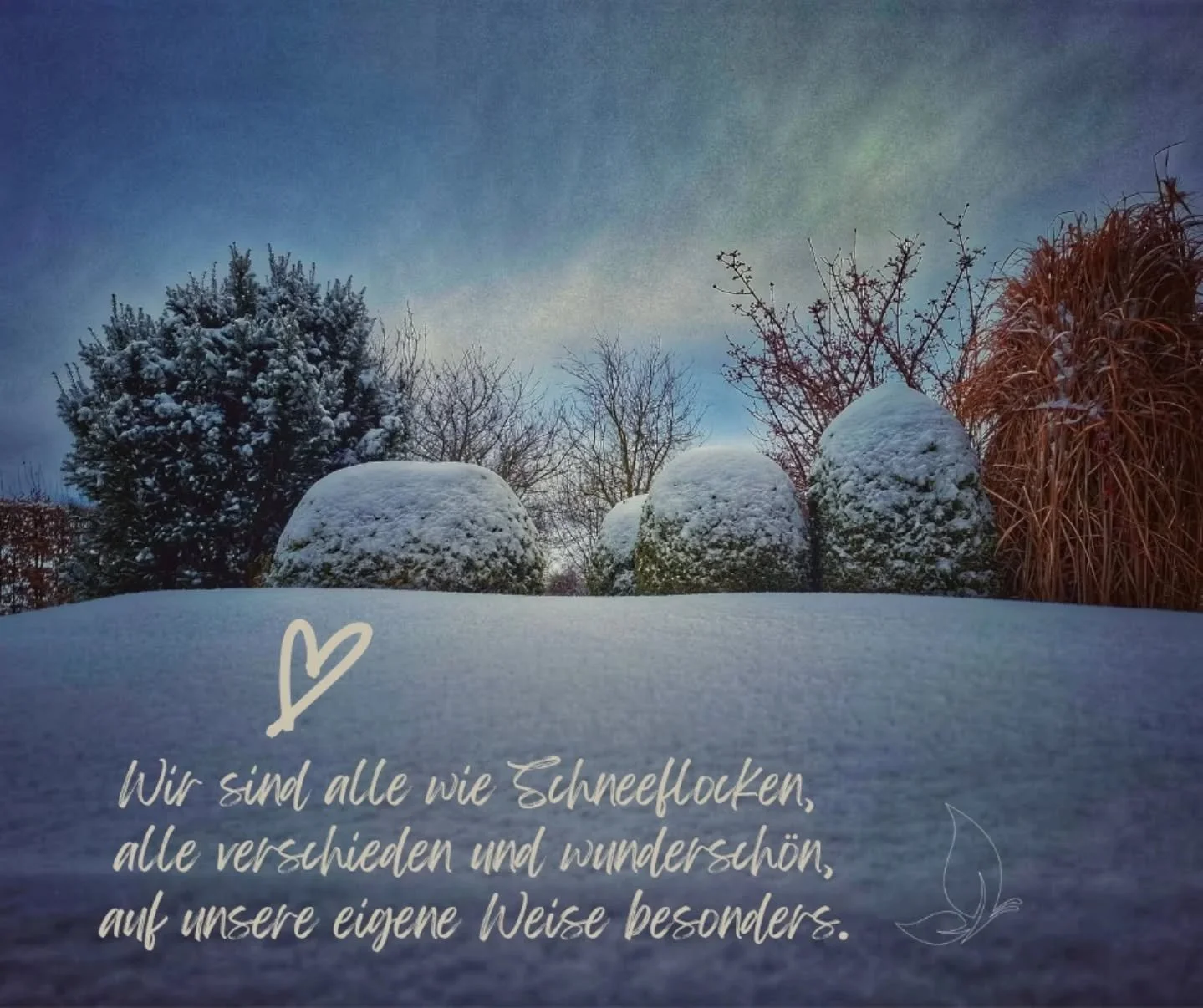 Schau hin, sieh dich an.... und achte einmal auf all die Sch&ouml;nheit die du ausstrahlst. 

Deine innere Sch&ouml;nheit macht sich durch Worte, Taten, Gef&uuml;hle,... bemerkbar und deine &auml;u&szlig;ere Sch&ouml;nheit kann jeder schon aus der Fe