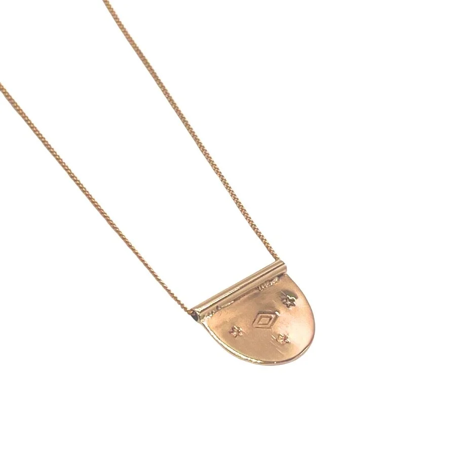Gold Narin Silver Tab Necklace