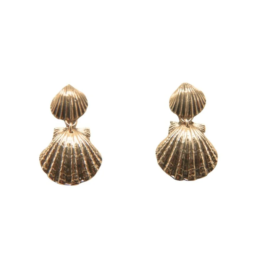 Bronze Shela Shell Double Drop Earrings