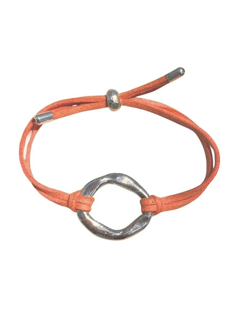 Silver Maji Cord Bracelet - Coral