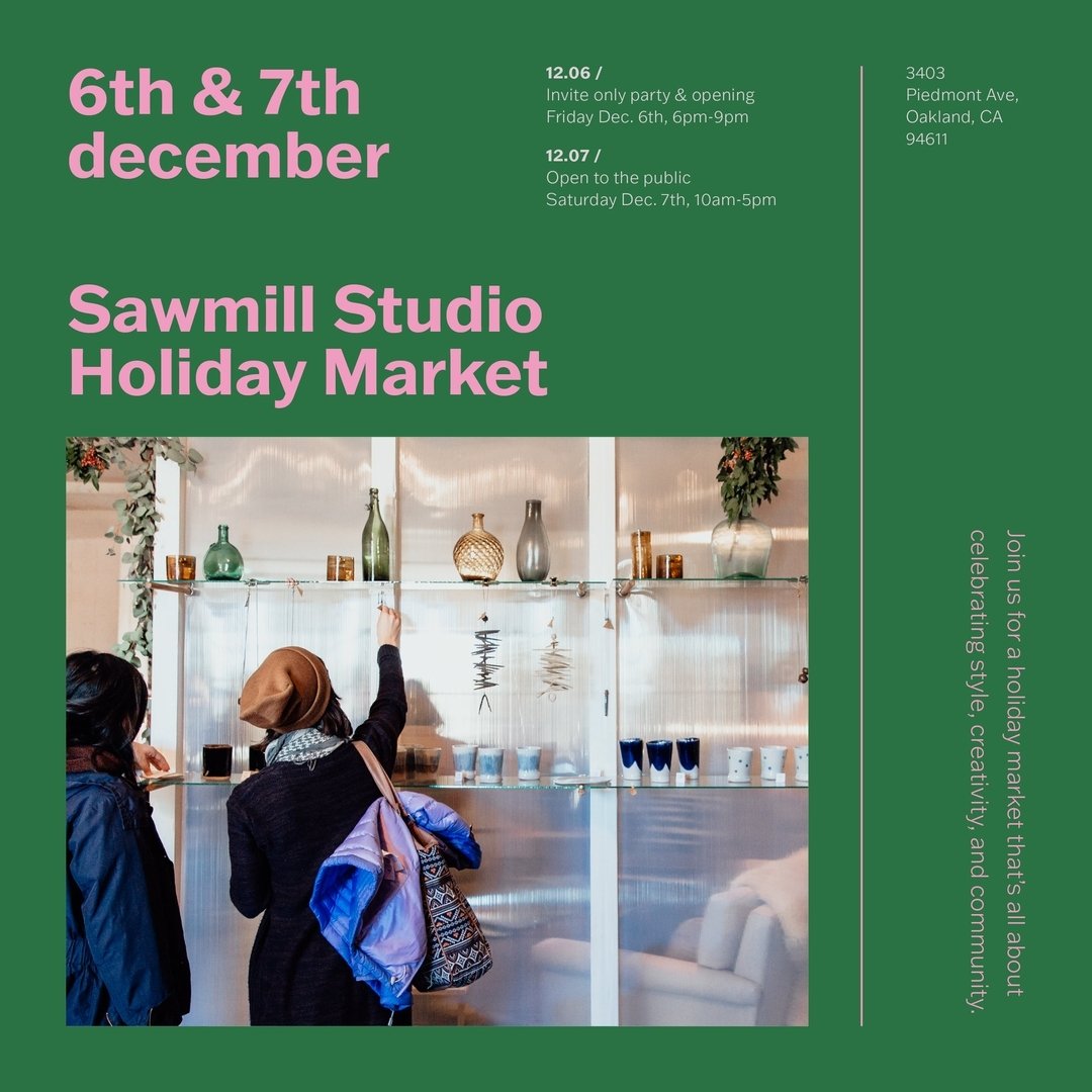 SAVE THE DATE for the Sawmill Studio Holiday Market! ✨ Join me on 12/7 for an exclusive holiday market that&rsquo;s all about celebrating style, creativity, and community. Discover a curated collection of home goods, jewelry, and gifts to share with 