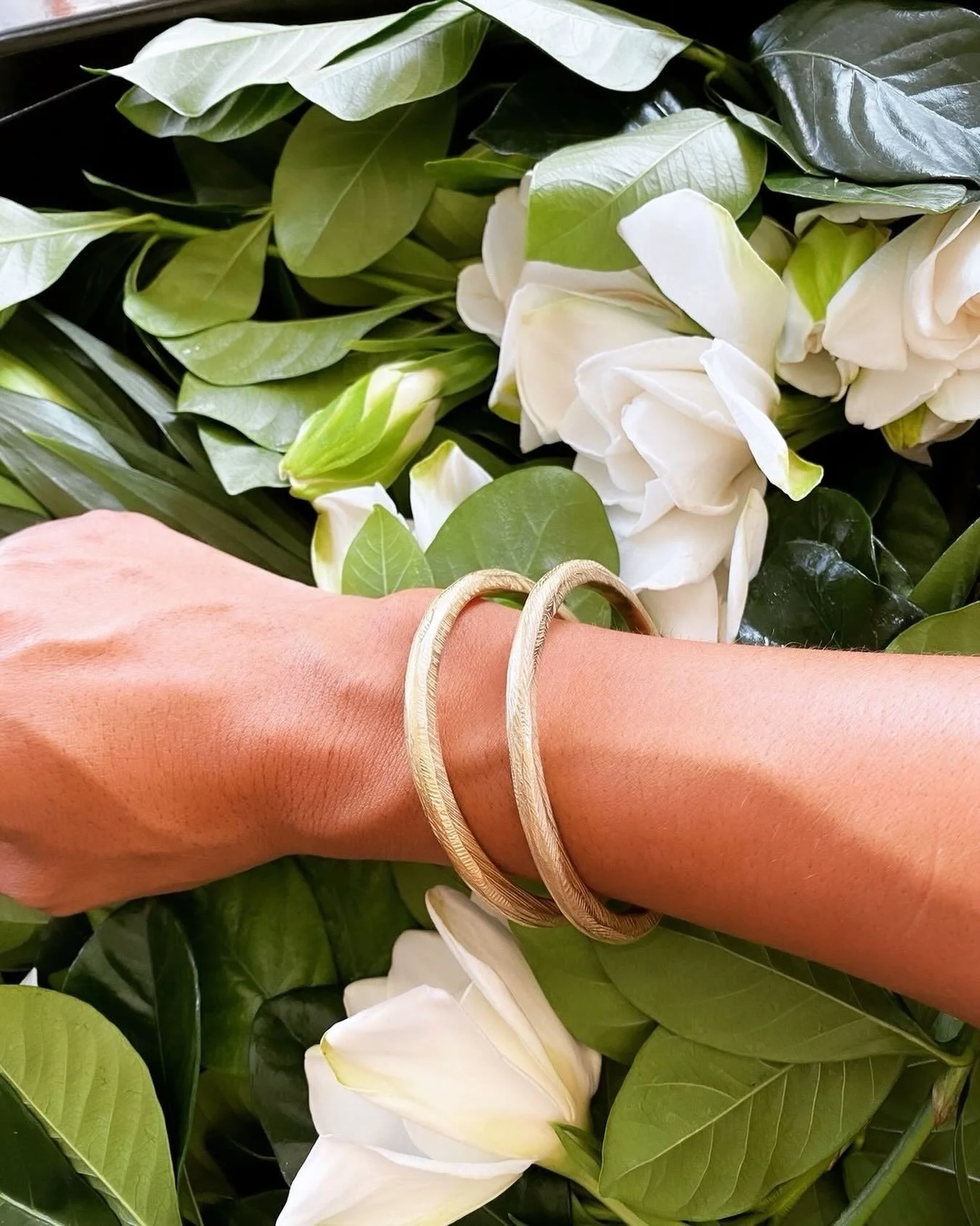 Theres something about the weight of the Reyes Bangles... Hefty but not heavy and satisfying in a way that you can only experience by wearing them. Carved from wax to show every textural detail. They also make the sweetest &ldquo;clink&rdquo; when st