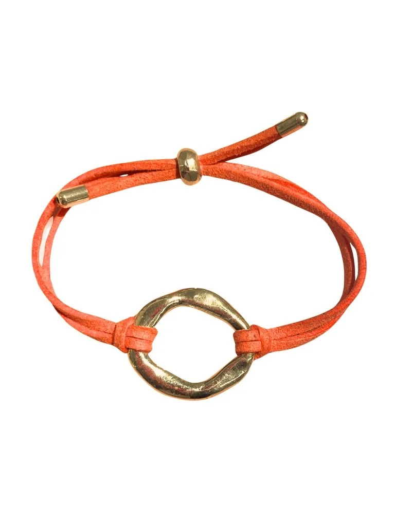 Bronze Maji Cord Bracelet - Coral