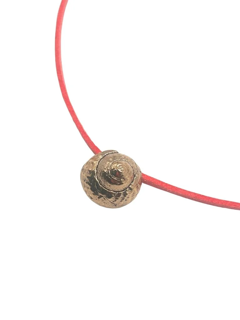 Bronze Mari Sprial Shell Cord Necklace - Coral