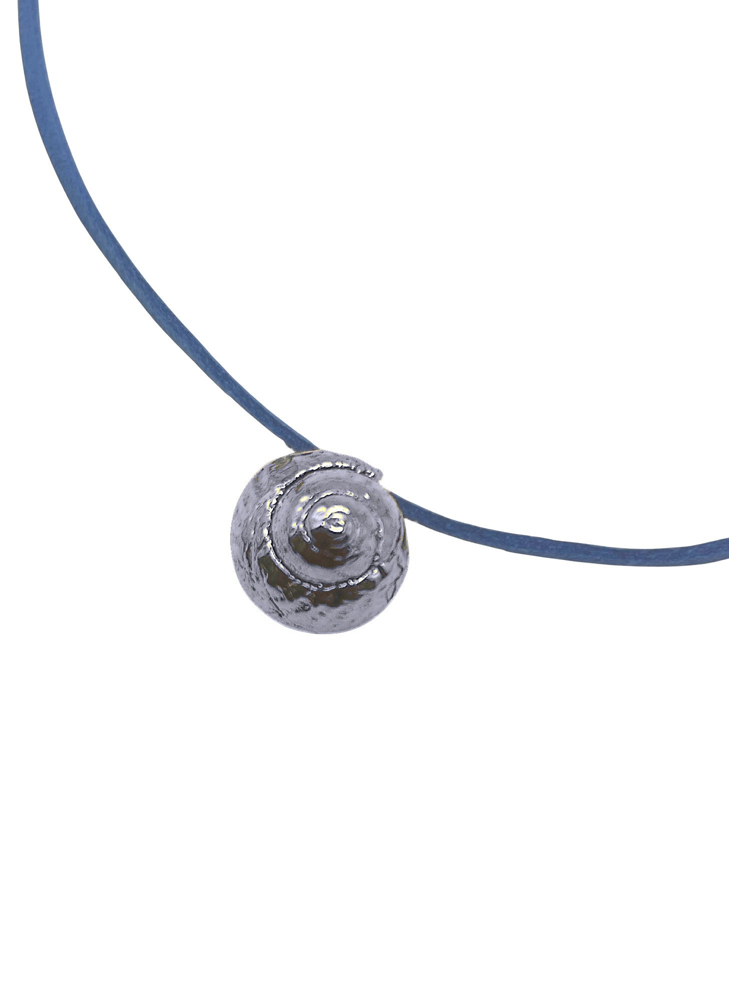 Silver Mari Sprial Shell Cord Necklace - Blue